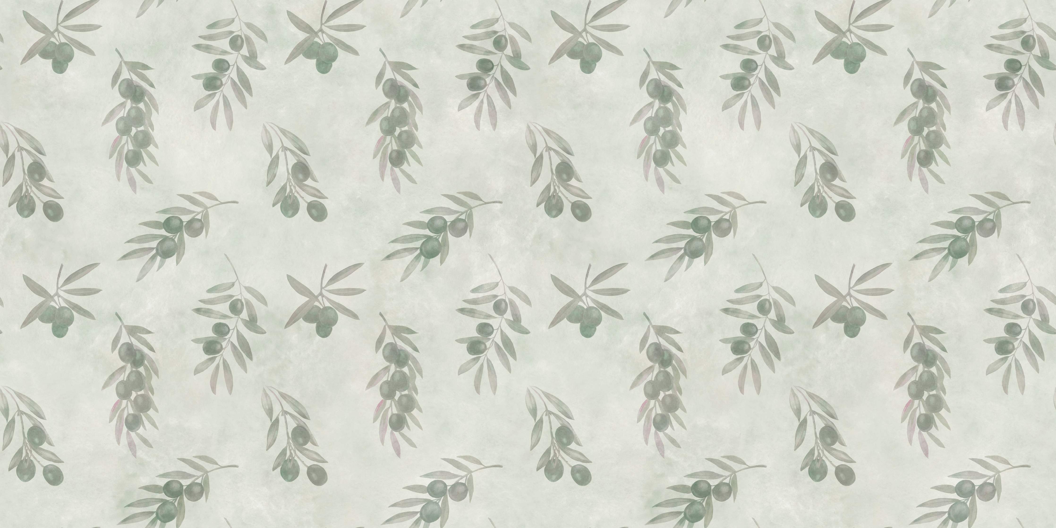 Große Wandbilder-Olivenzweige Grün-Beige Muster