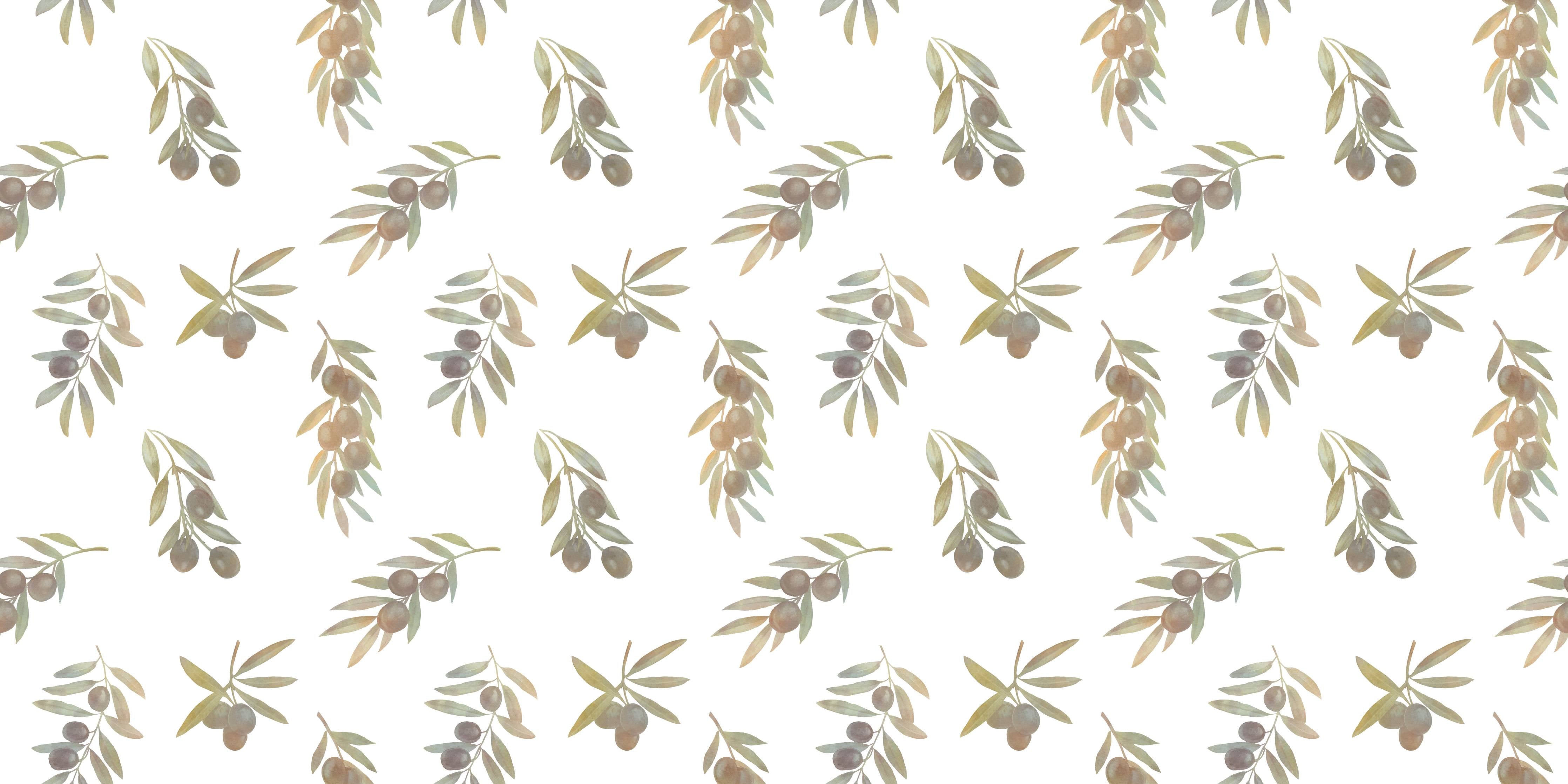 Große Wandbilder-Olivenzweige Weiß-Beige Muster