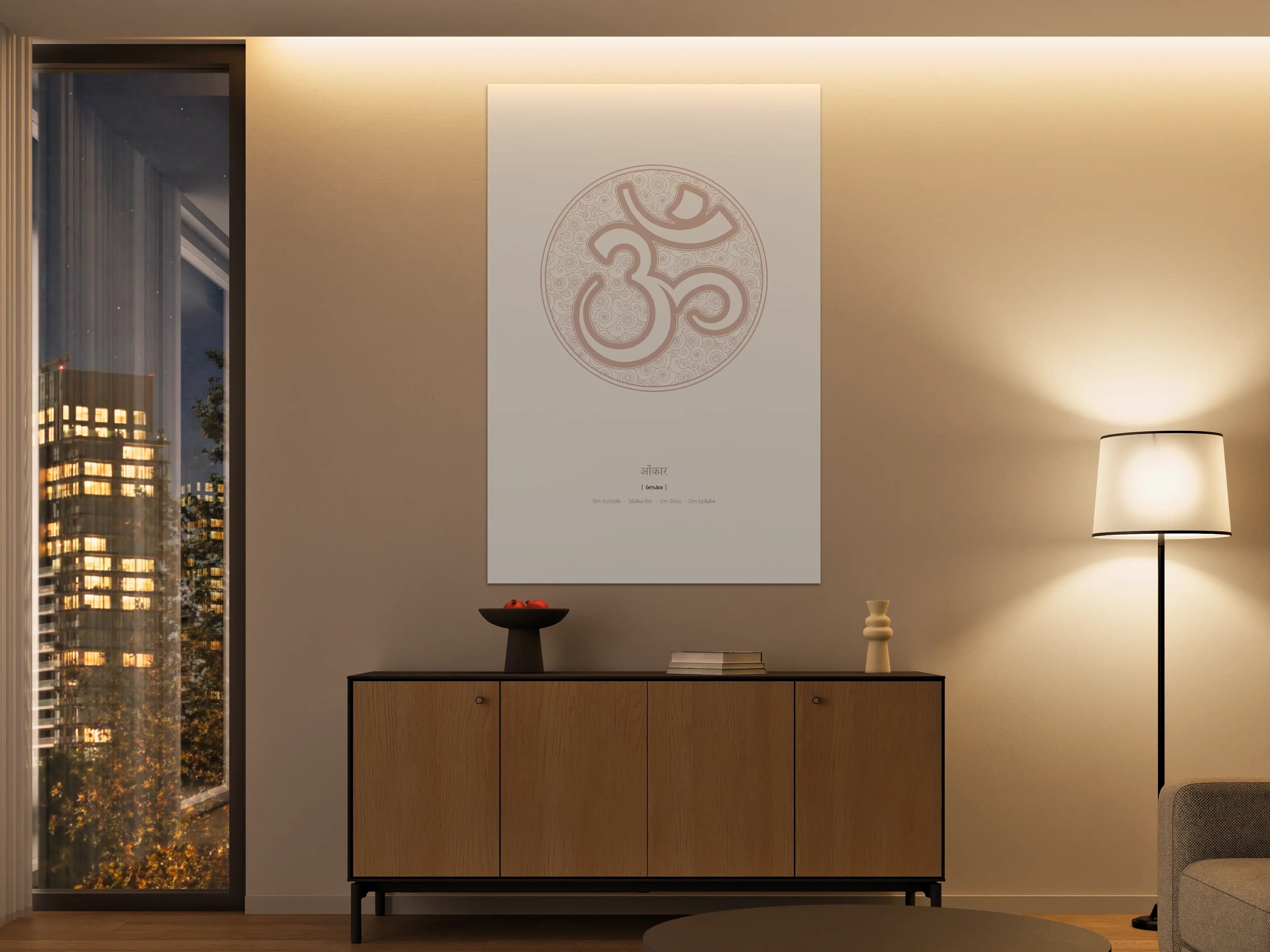 Große Wandbilder - Om Symbol in sanften Rosatönen