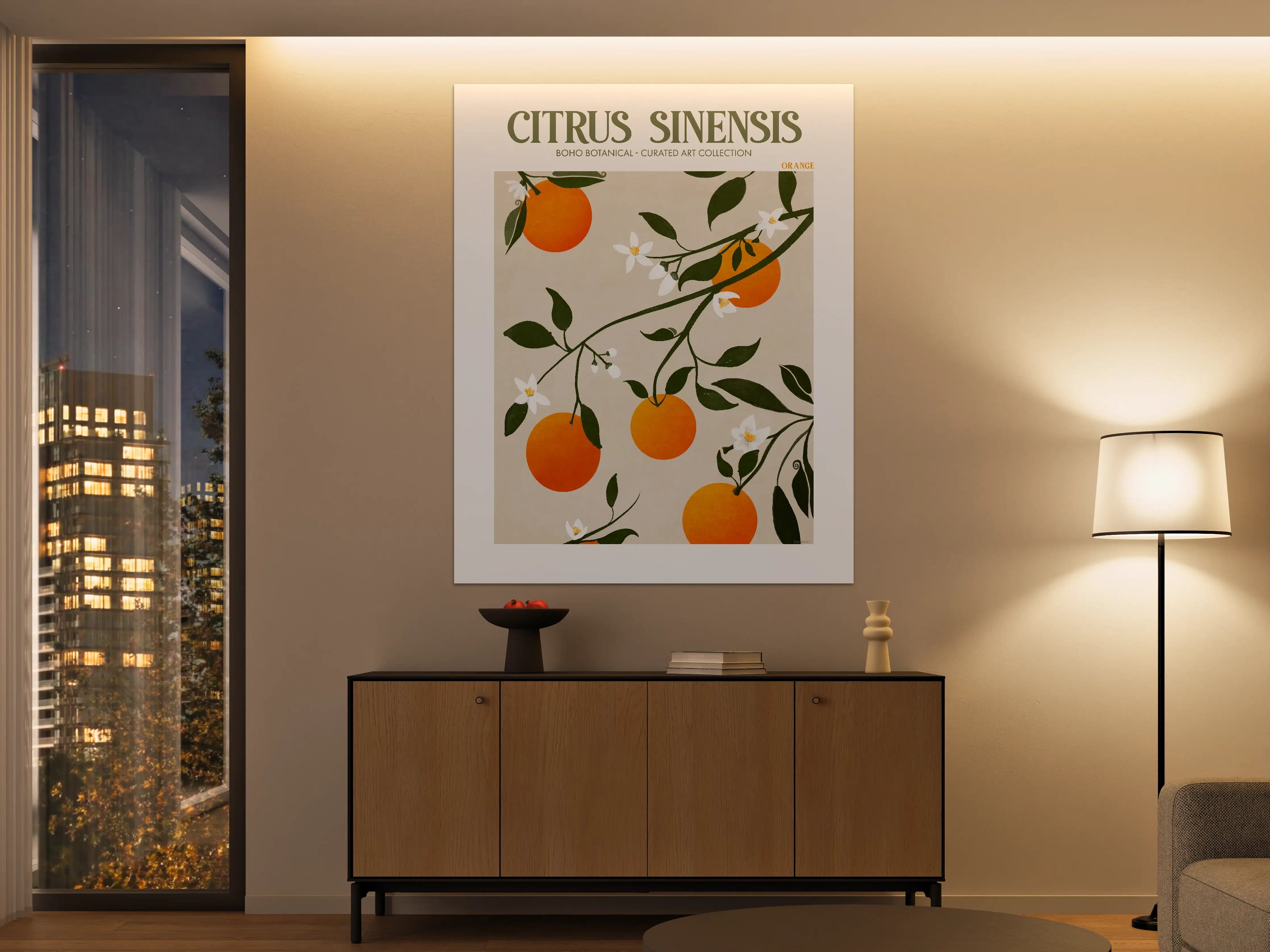Große Wandbilder - Orangen-Zitronen Ast mit Blüten