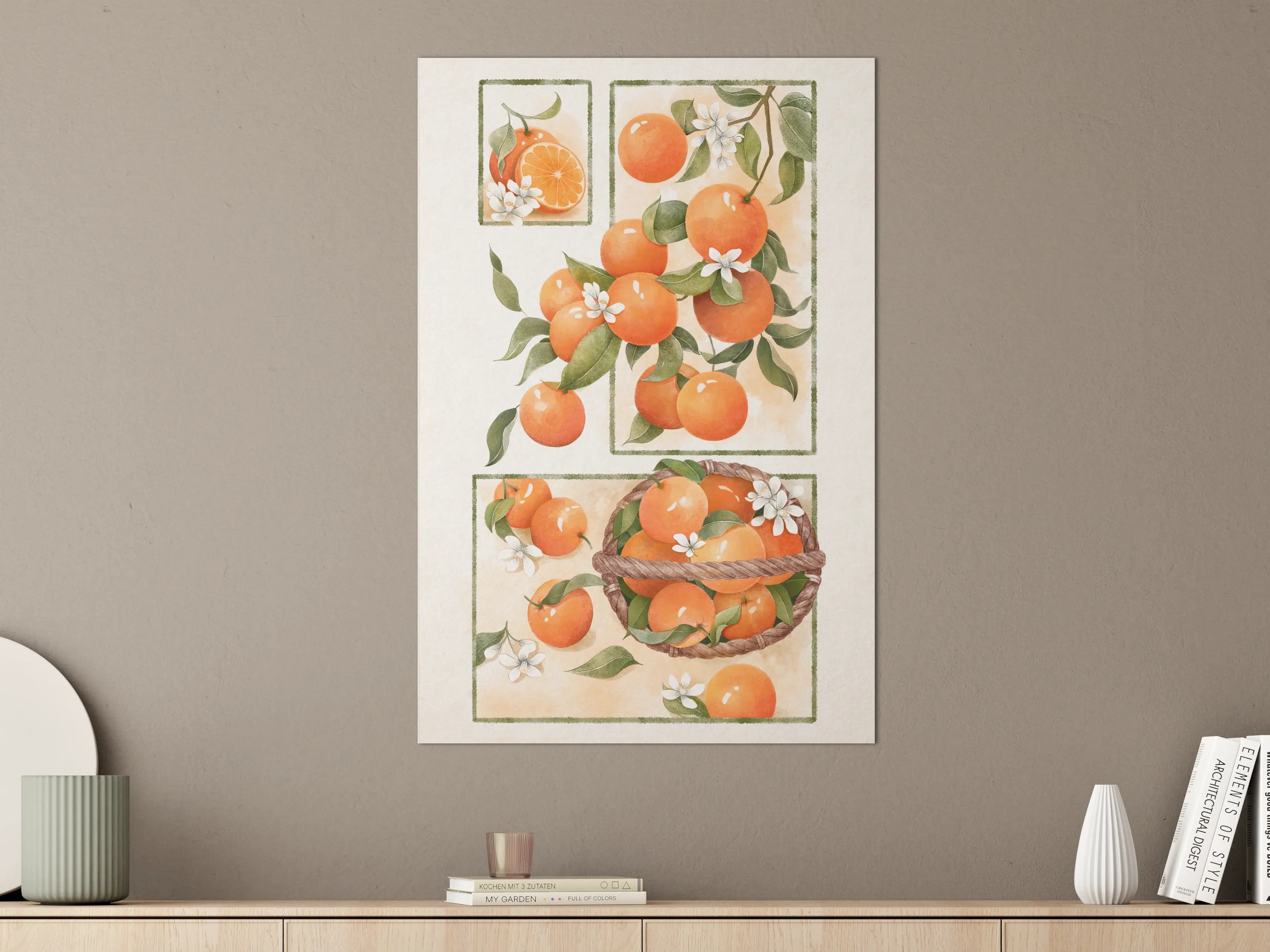 Große Wandbilder - Orangenblüte Stillleben Illustration