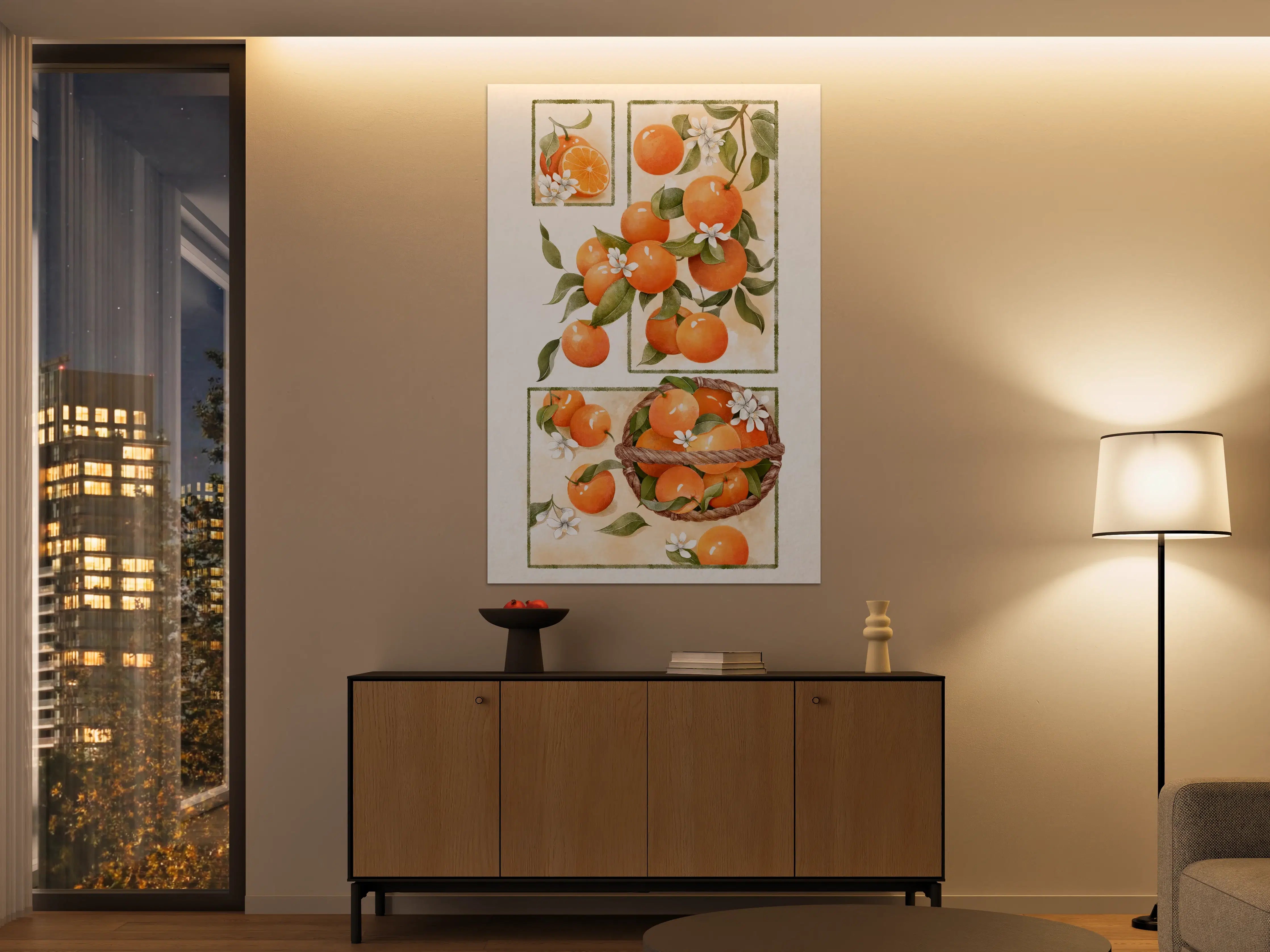 Große Wandbilder - Orangenblüte Stillleben Illustration