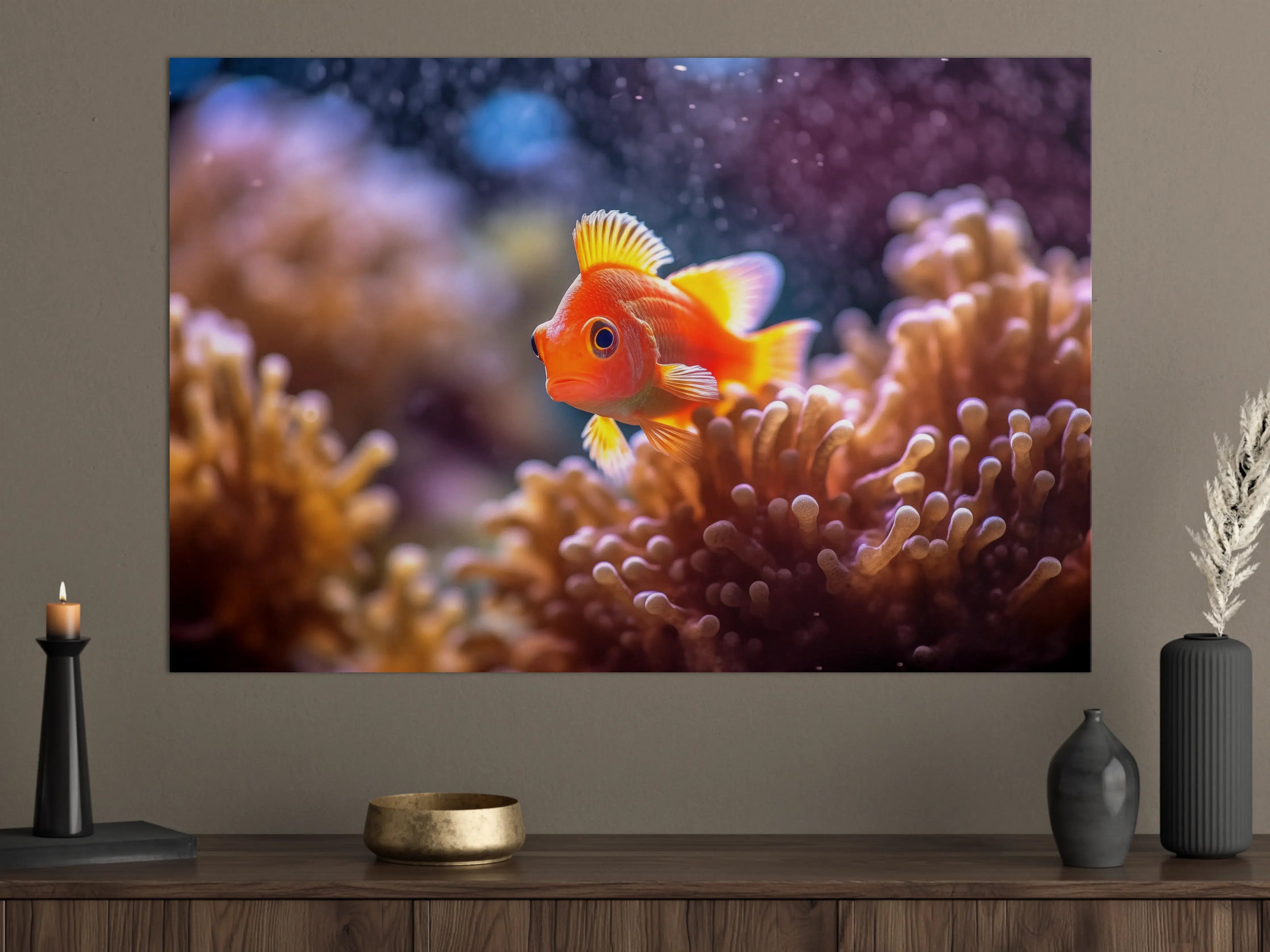 Große Wandbilder - Oranger Anemonenfisch im Korallenriff