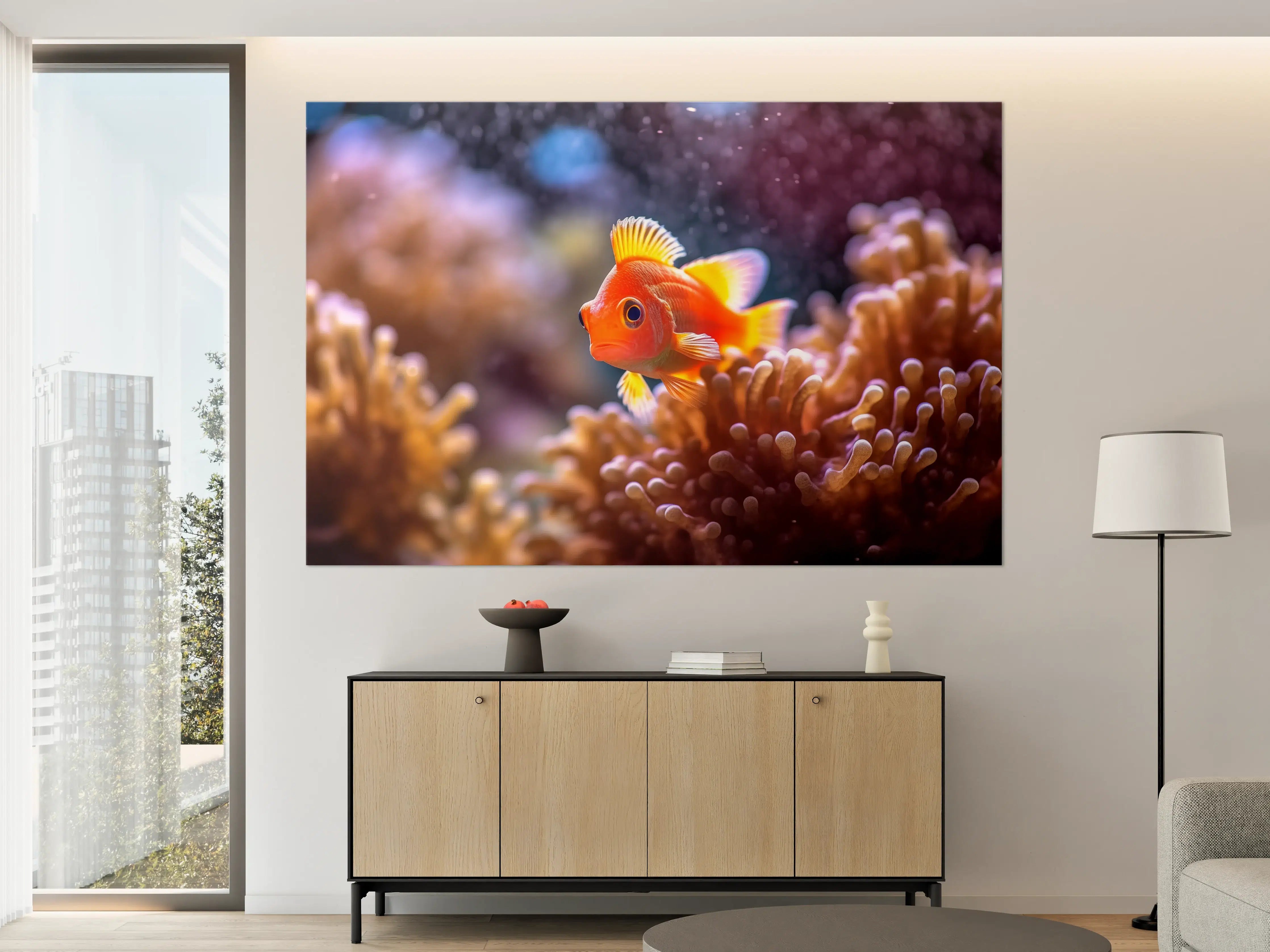 Große Wandbilder - Oranger Anemonenfisch im Korallenriff