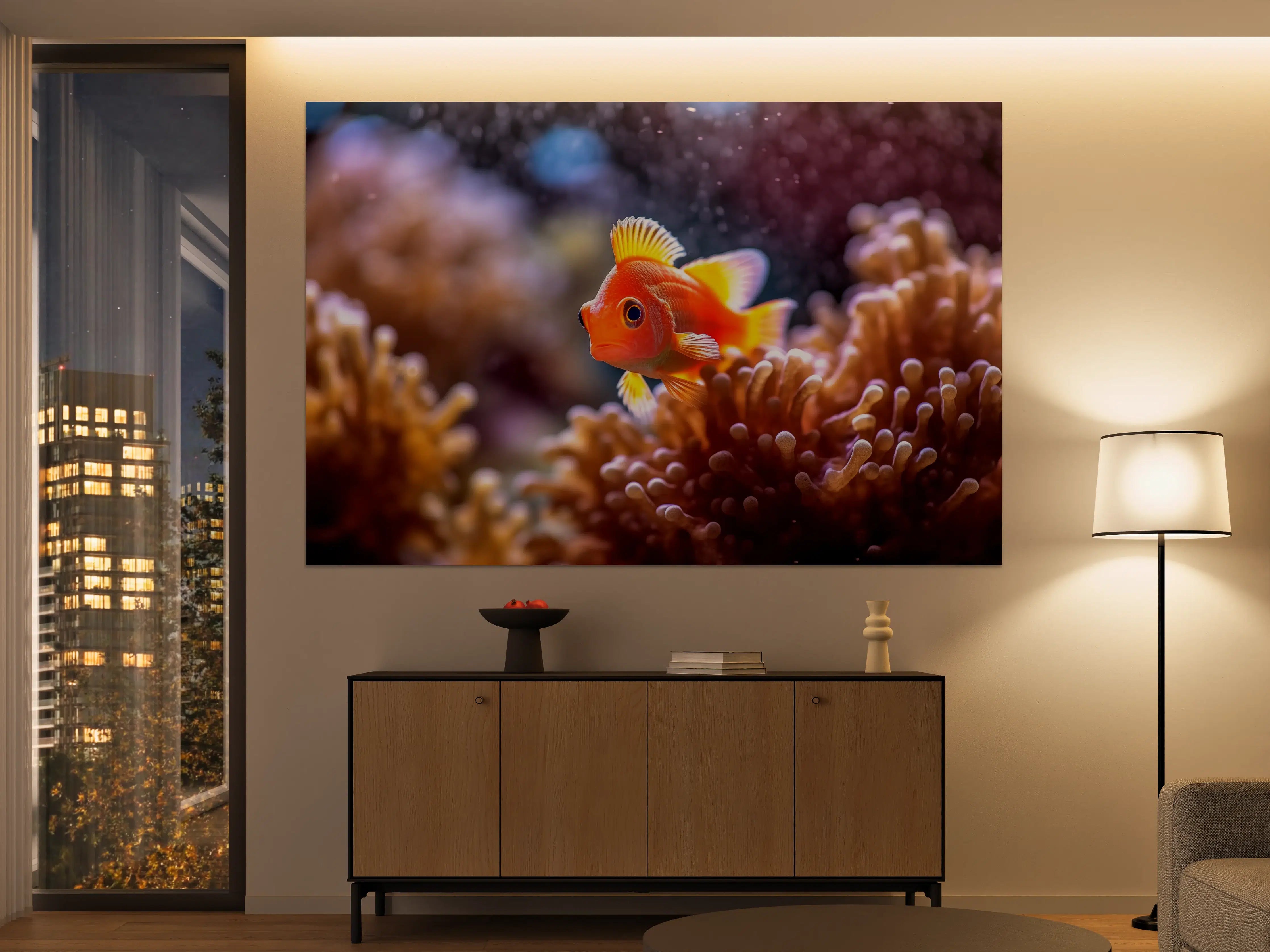 Große Wandbilder - Oranger Anemonenfisch im Korallenriff