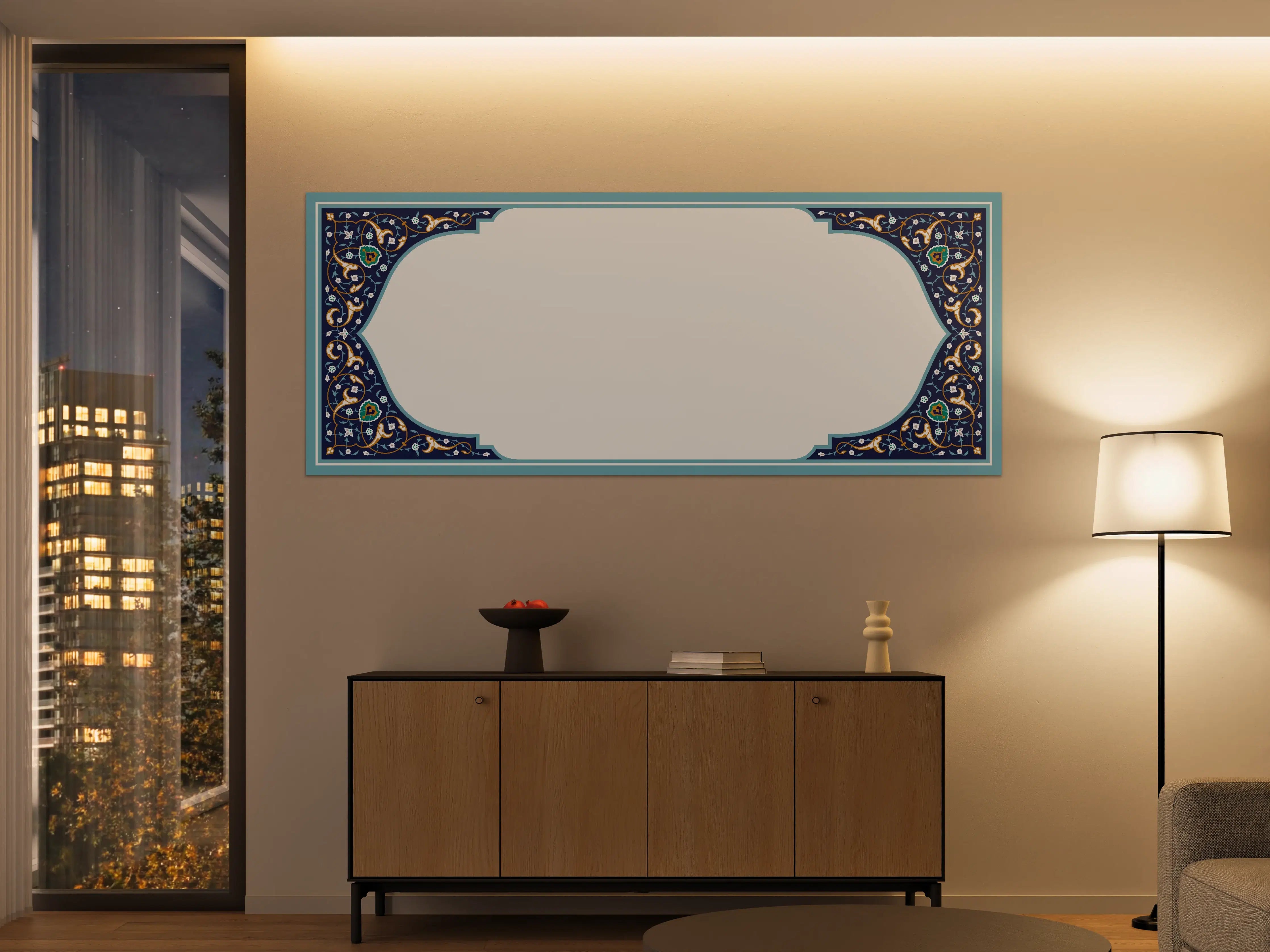 Große Wandbilder - Orientalischer Rahmen Blau-Gold