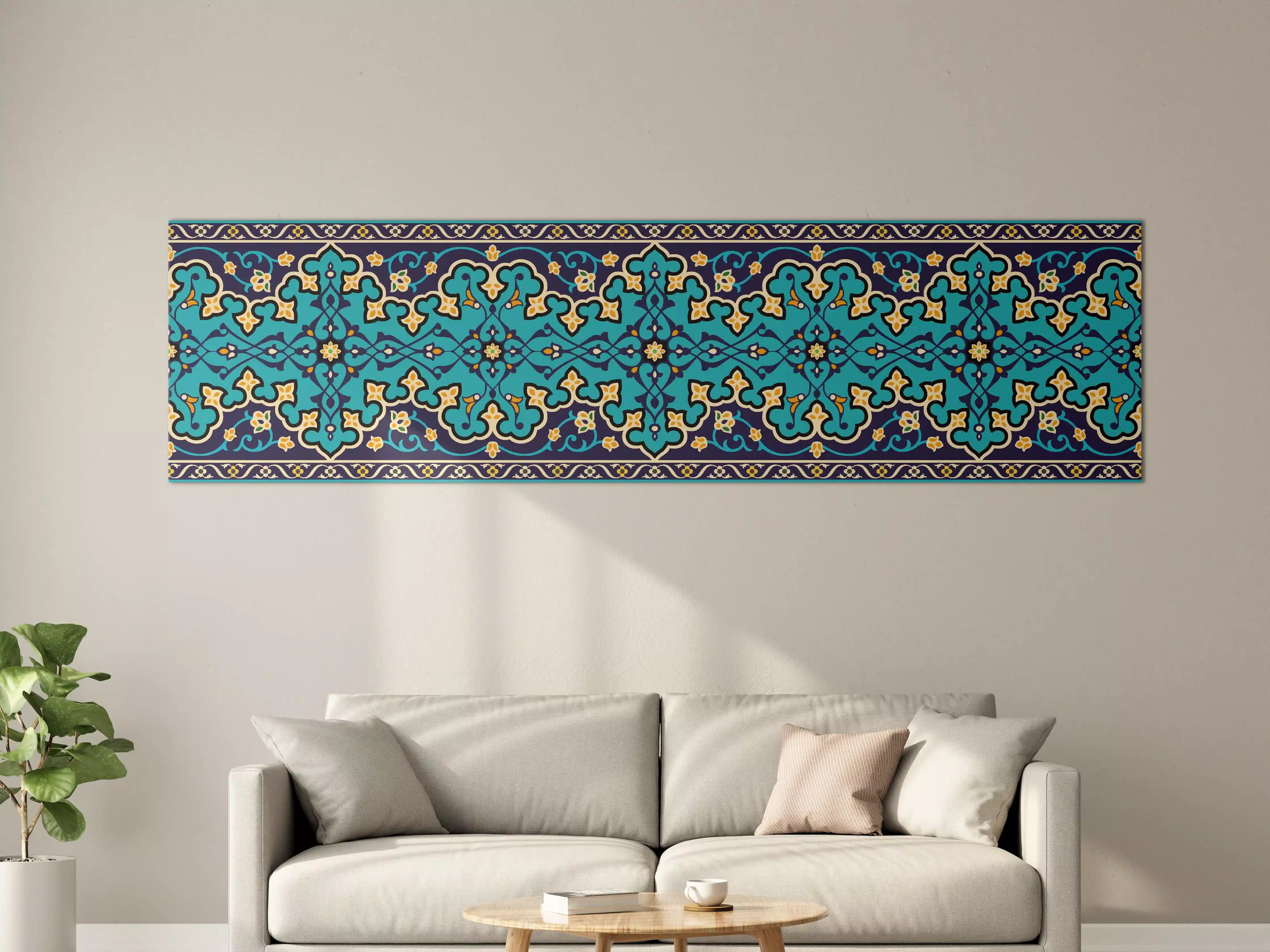 Große Wandbilder - Orientalisches Blau-Gold Muster
