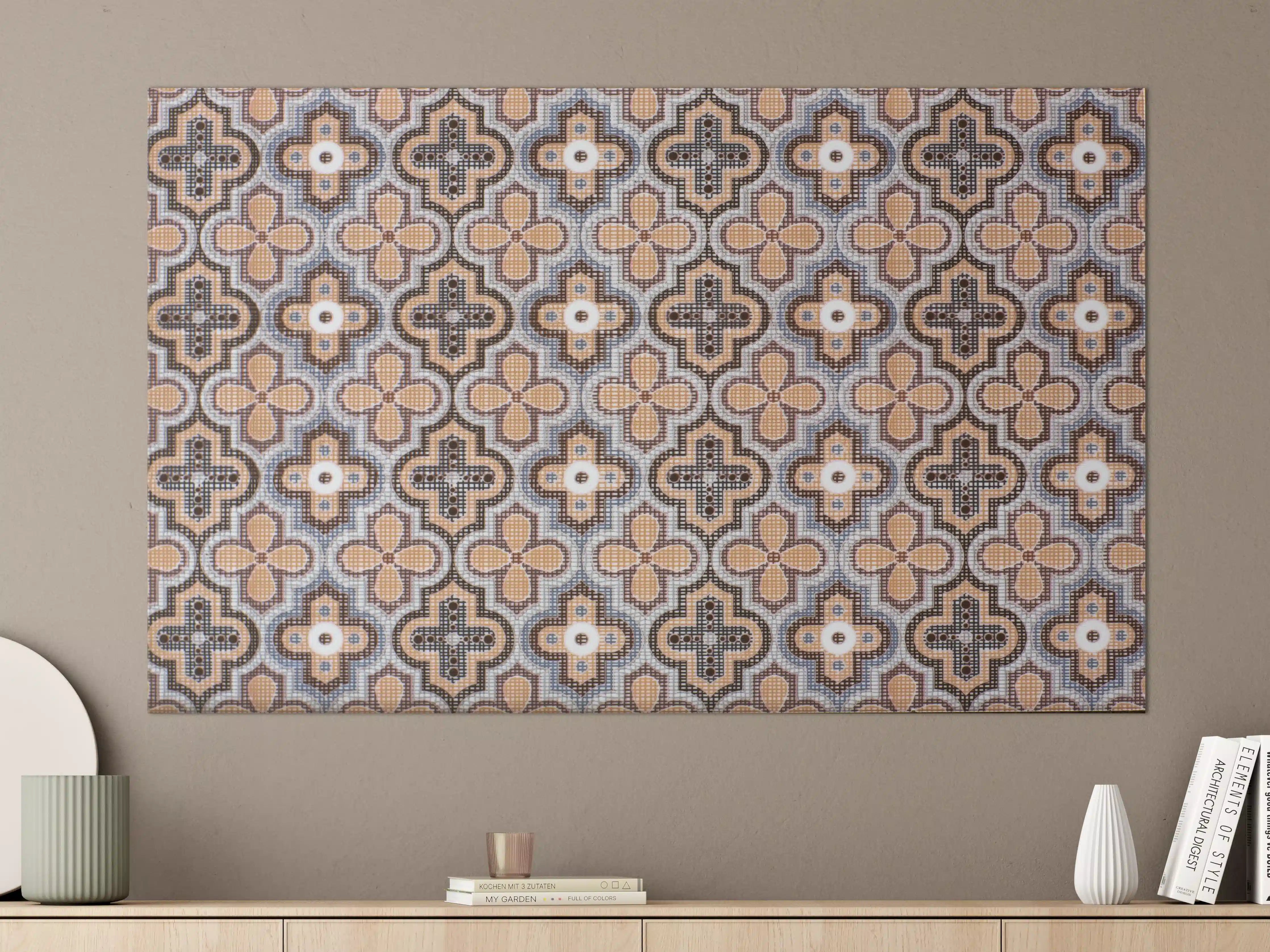 Große Wandbilder - Ornamentale Beige-Muster-Fliesen