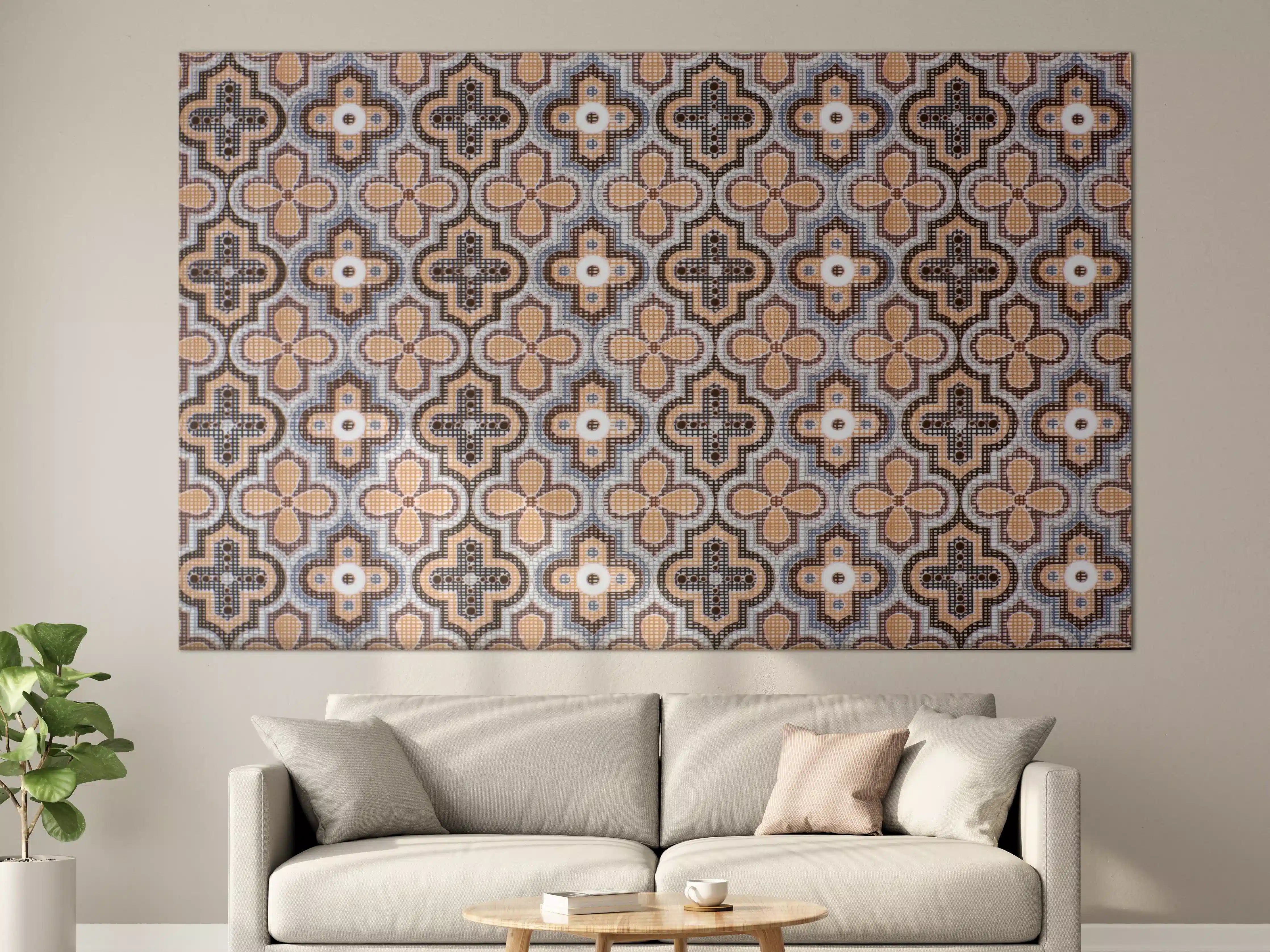 Große Wandbilder - Ornamentale Beige-Muster-Fliesen
