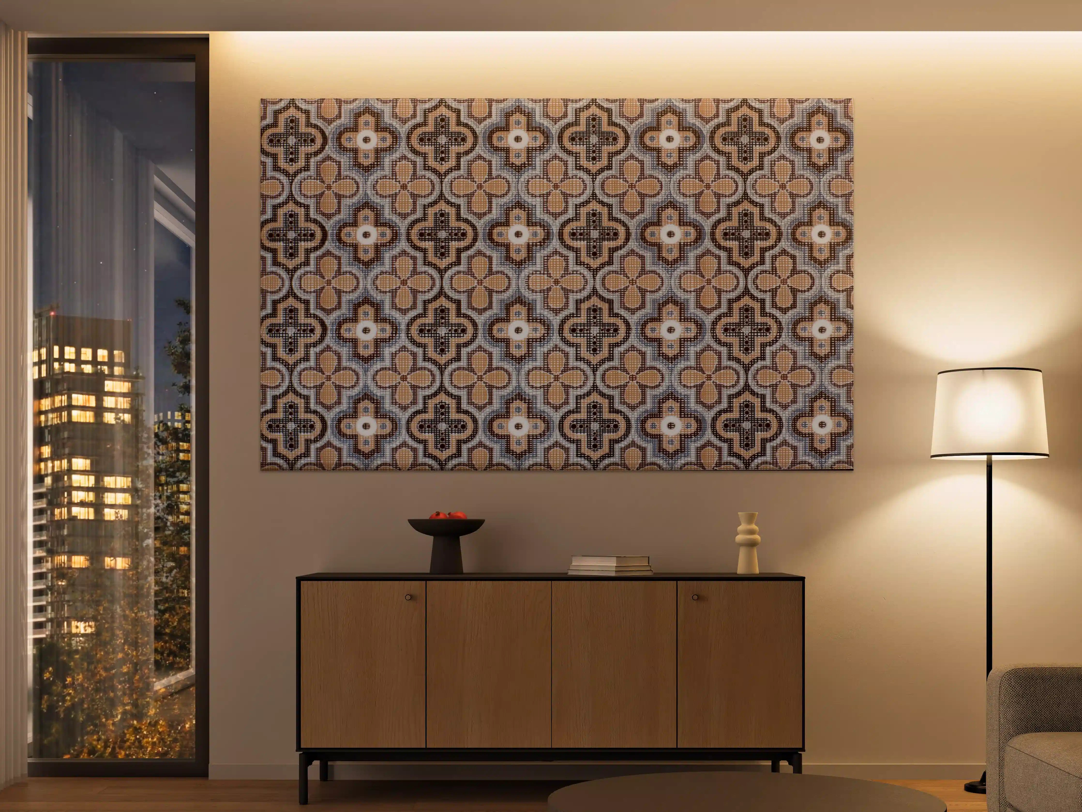 Große Wandbilder - Ornamentale Beige-Muster-Fliesen