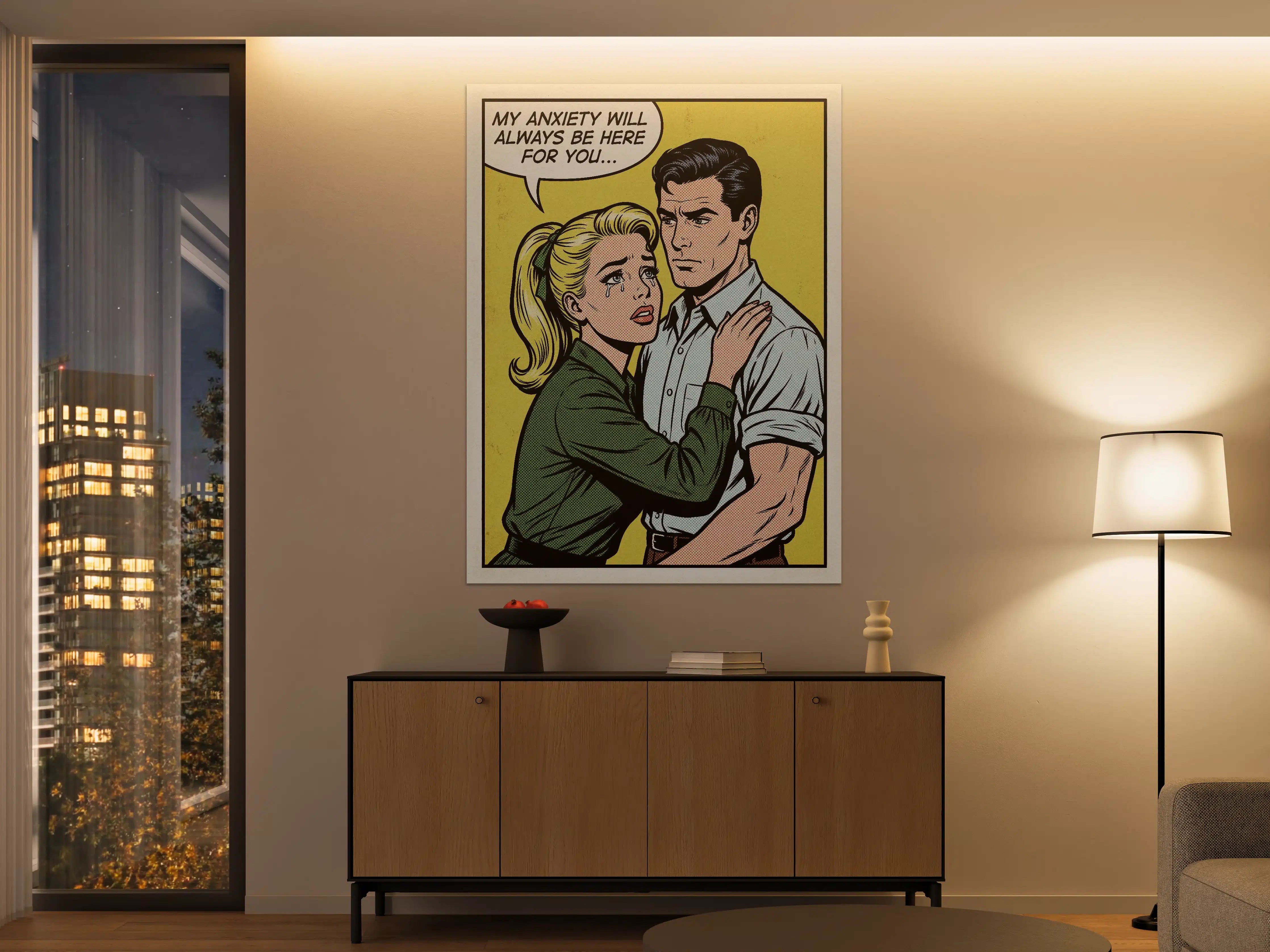 Große Wandbilder - Paar im Retro-Comics Stil mit emotionaler Botschaft