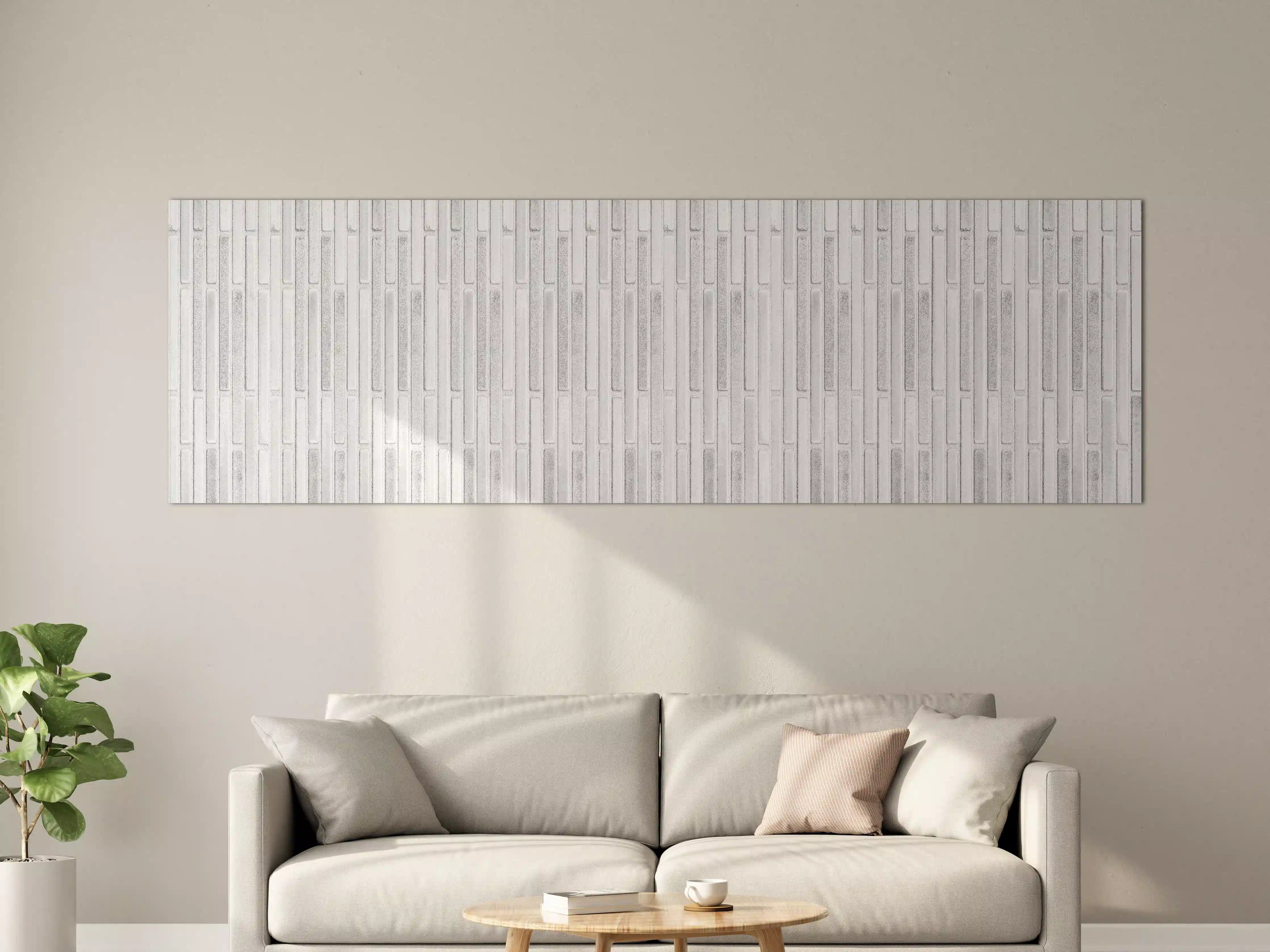 Große Wandbilder - Panorama der weißen Steinwand mit Streifen Textur