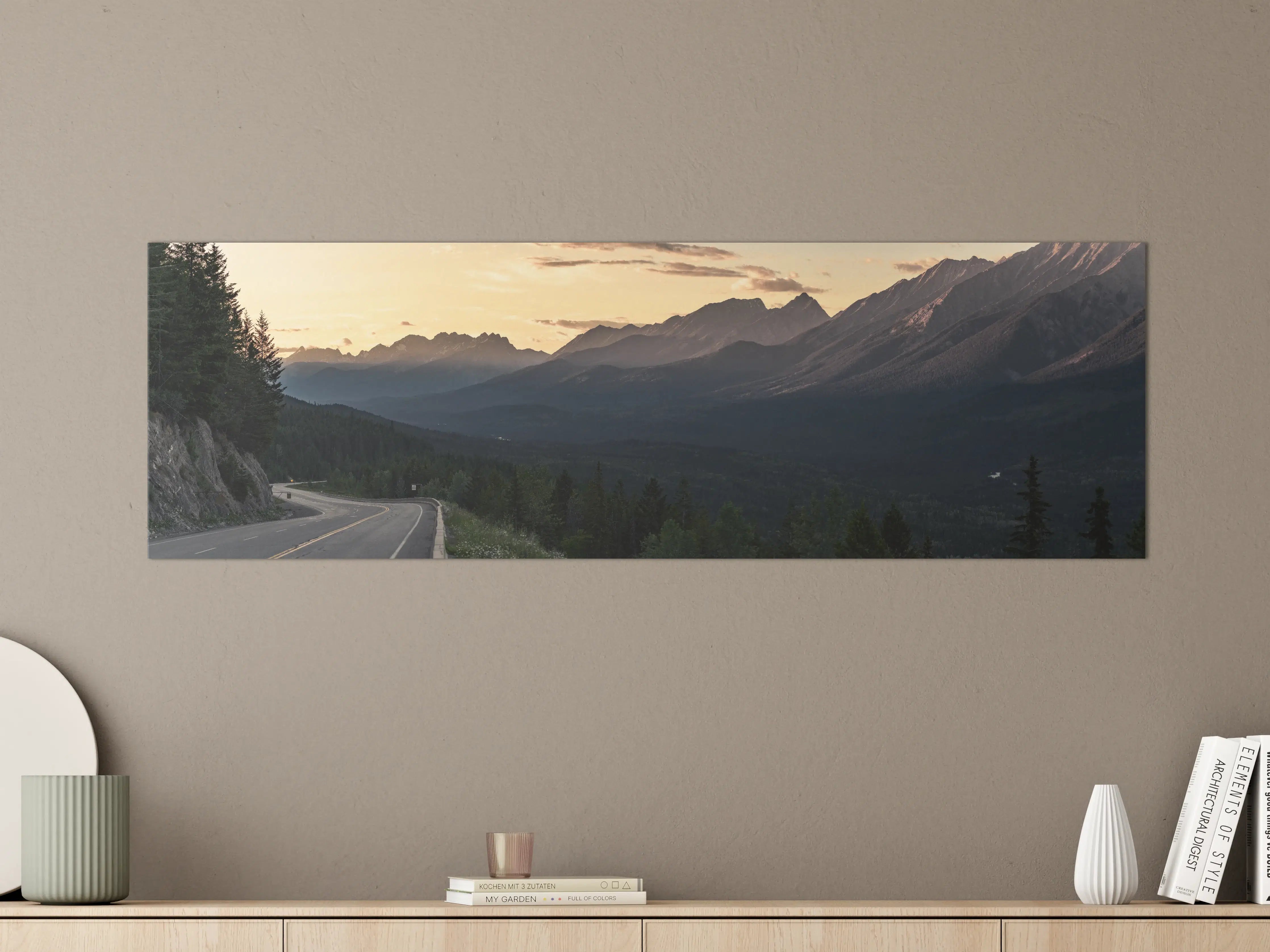 Große Wandbilder - Panorama des Kooteney Valley bei Sonnenuntergang