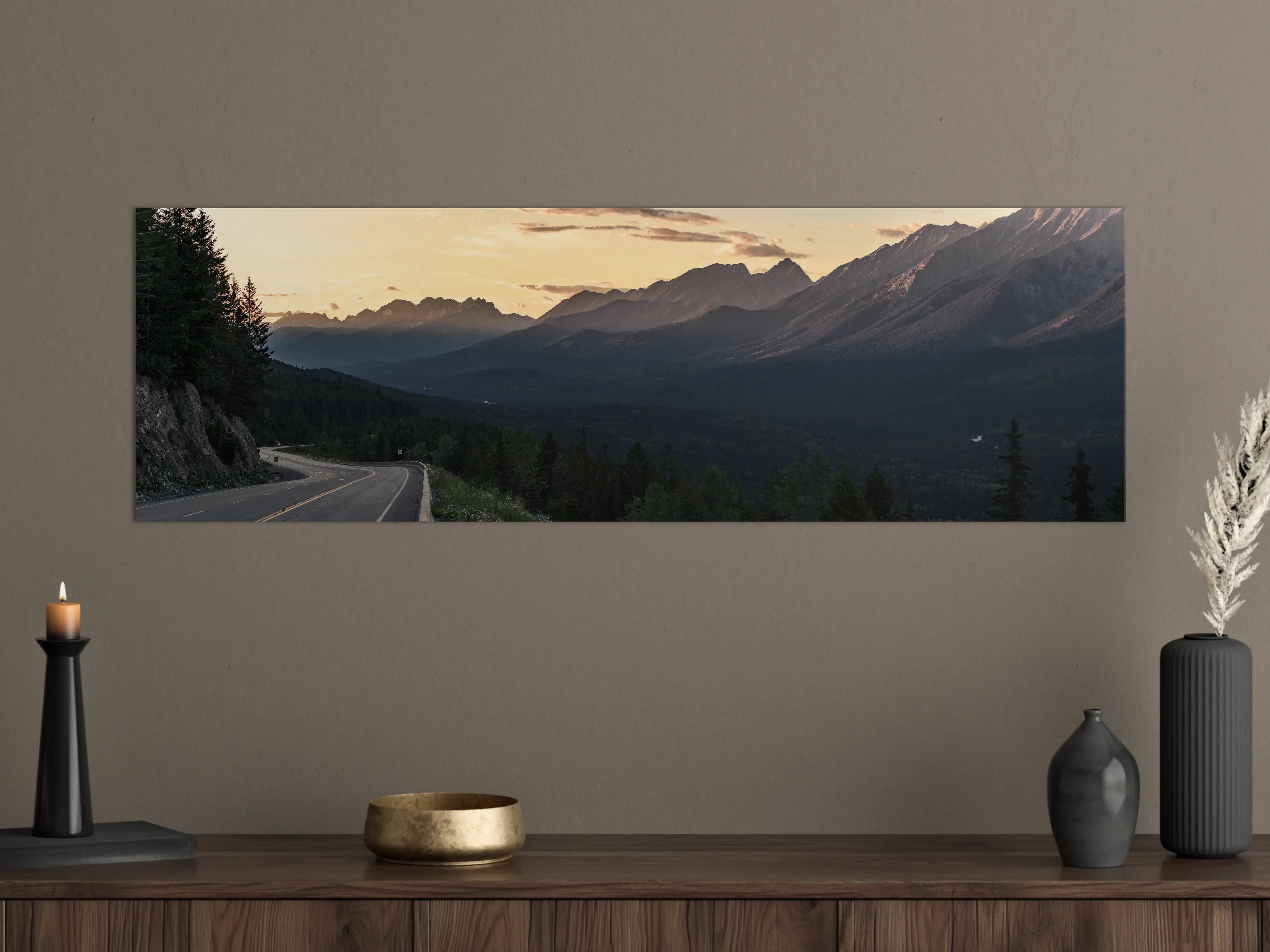 Große Wandbilder - Panorama des Kooteney Valley bei Sonnenuntergang