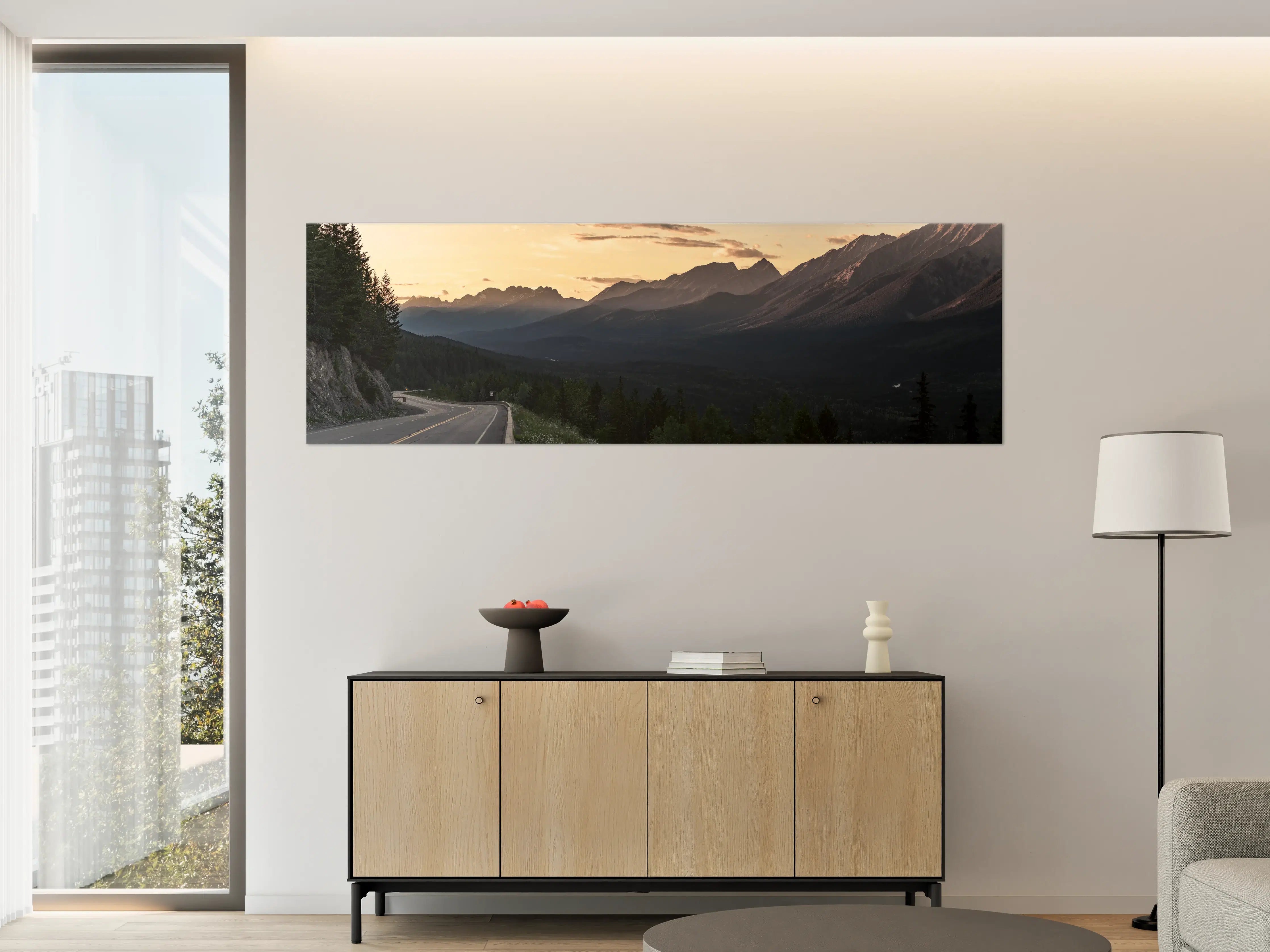 Große Wandbilder - Panorama des Kooteney Valley bei Sonnenuntergang