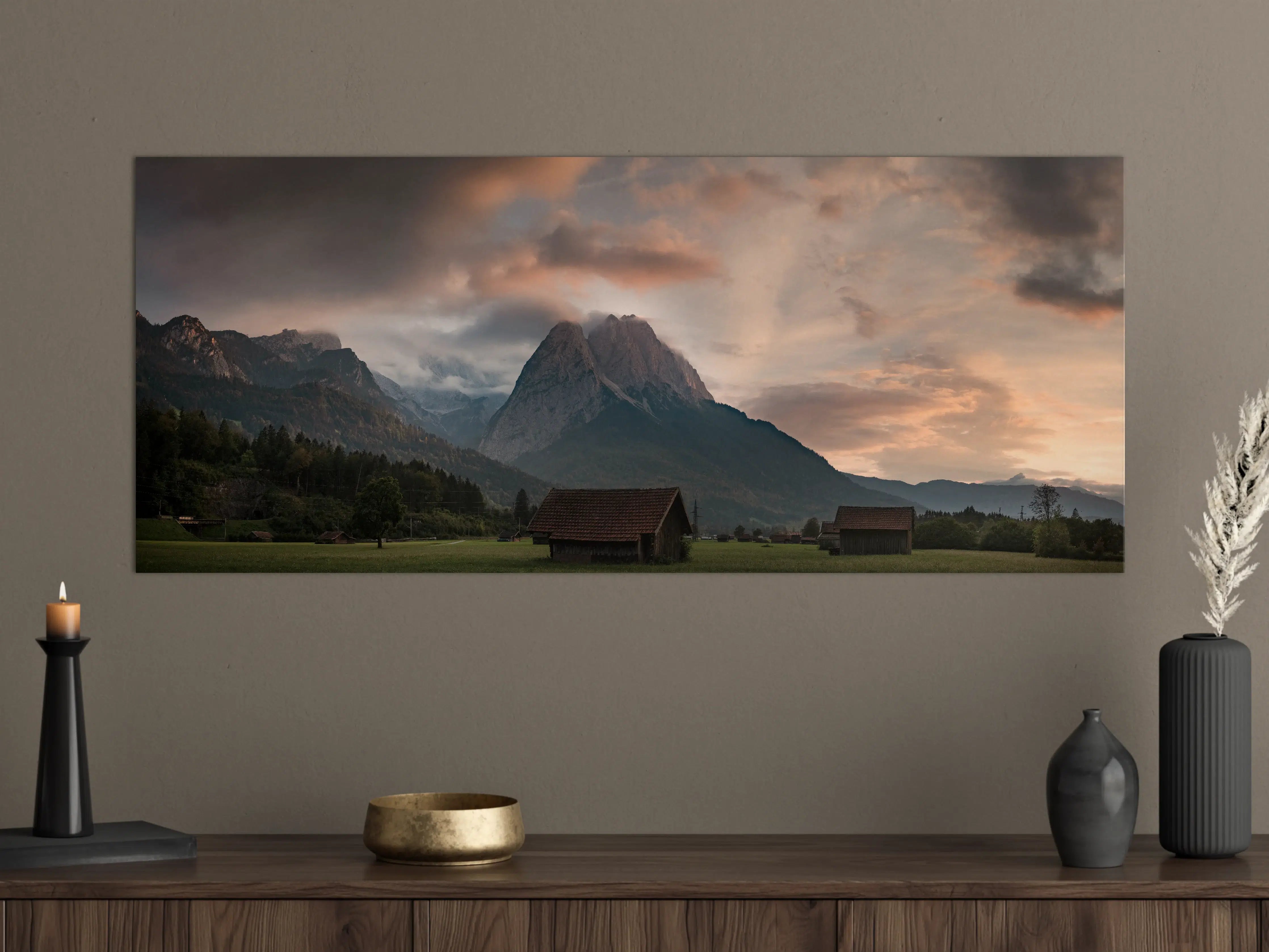Große Wandbilder - Panorama von der wolkenverhangenen Zugspitze