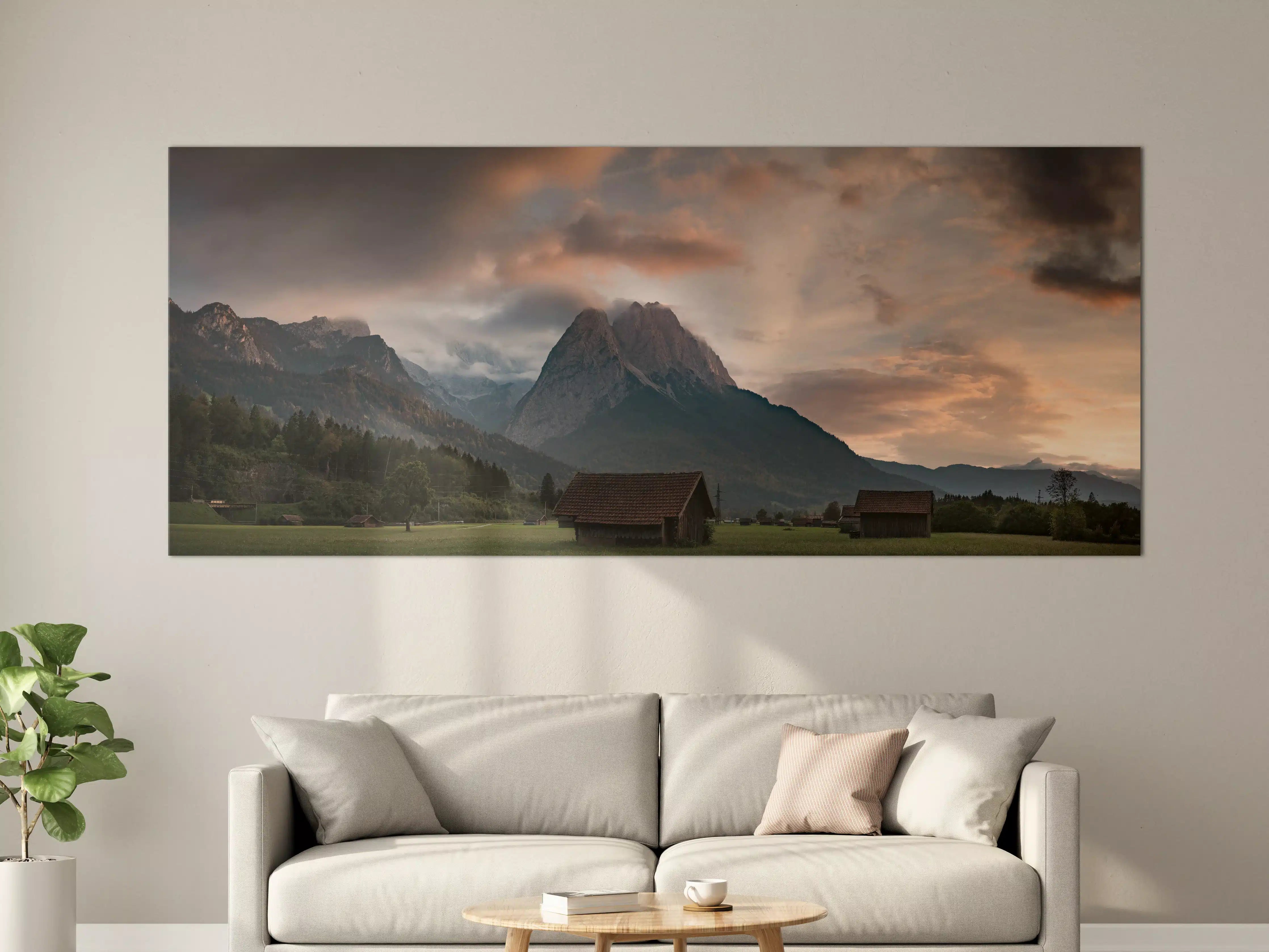 Große Wandbilder - Panorama von der wolkenverhangenen Zugspitze