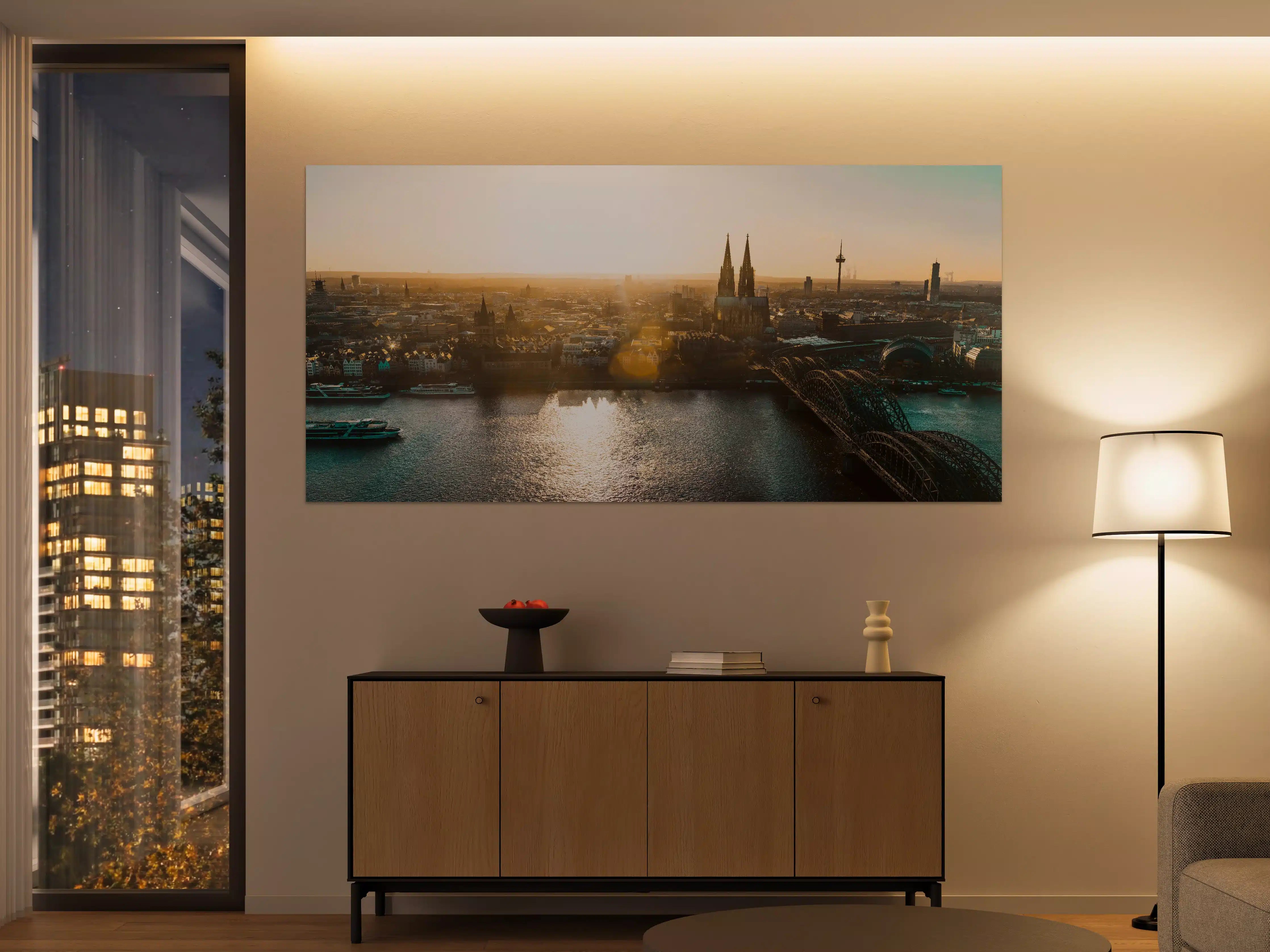 Große Wandbilder - Panoramablick auf Köln bei Sonnenaufgang
