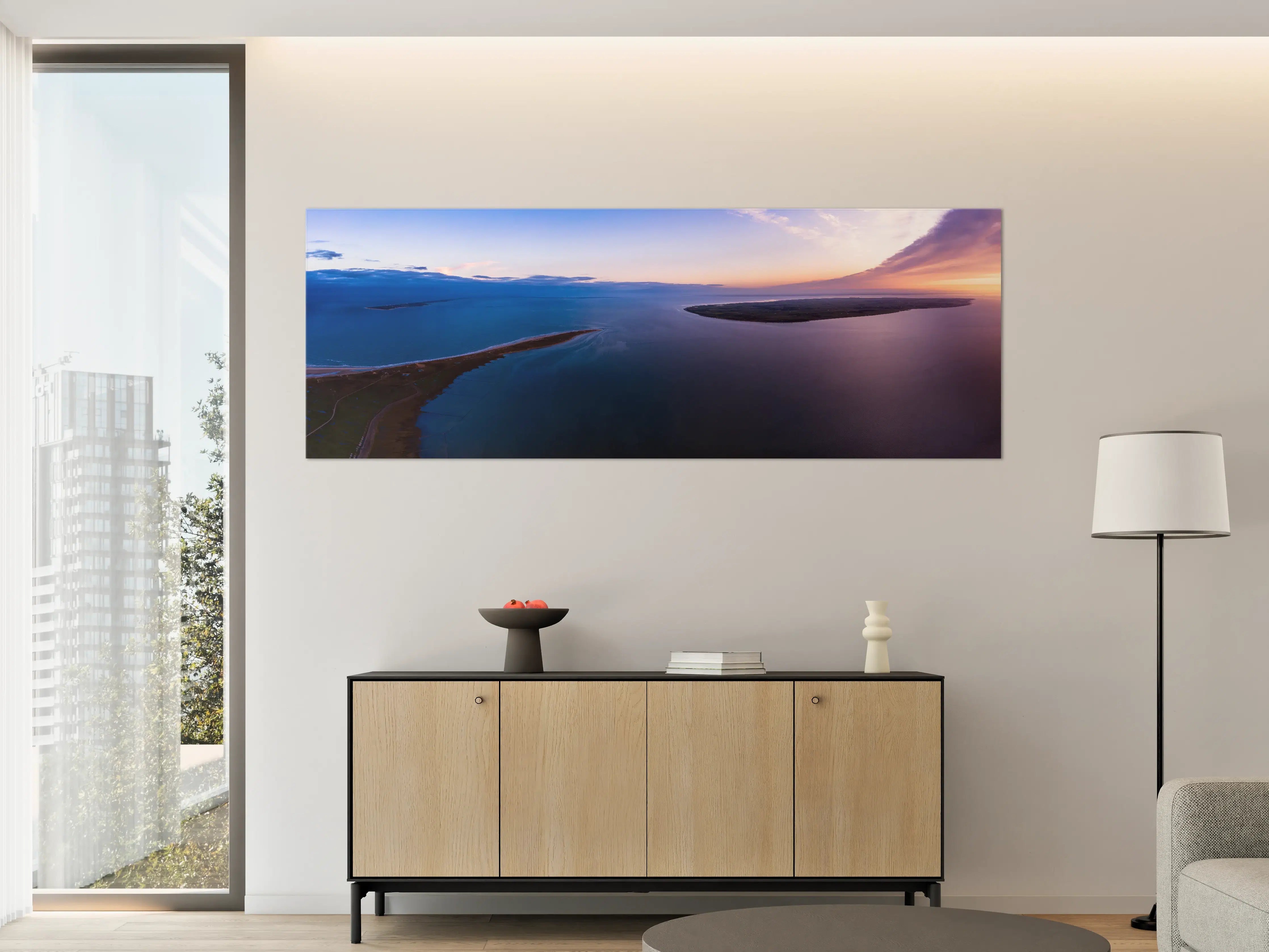 Große Wandbilder - Panoramablick über friedliche Wasserlandschaft
