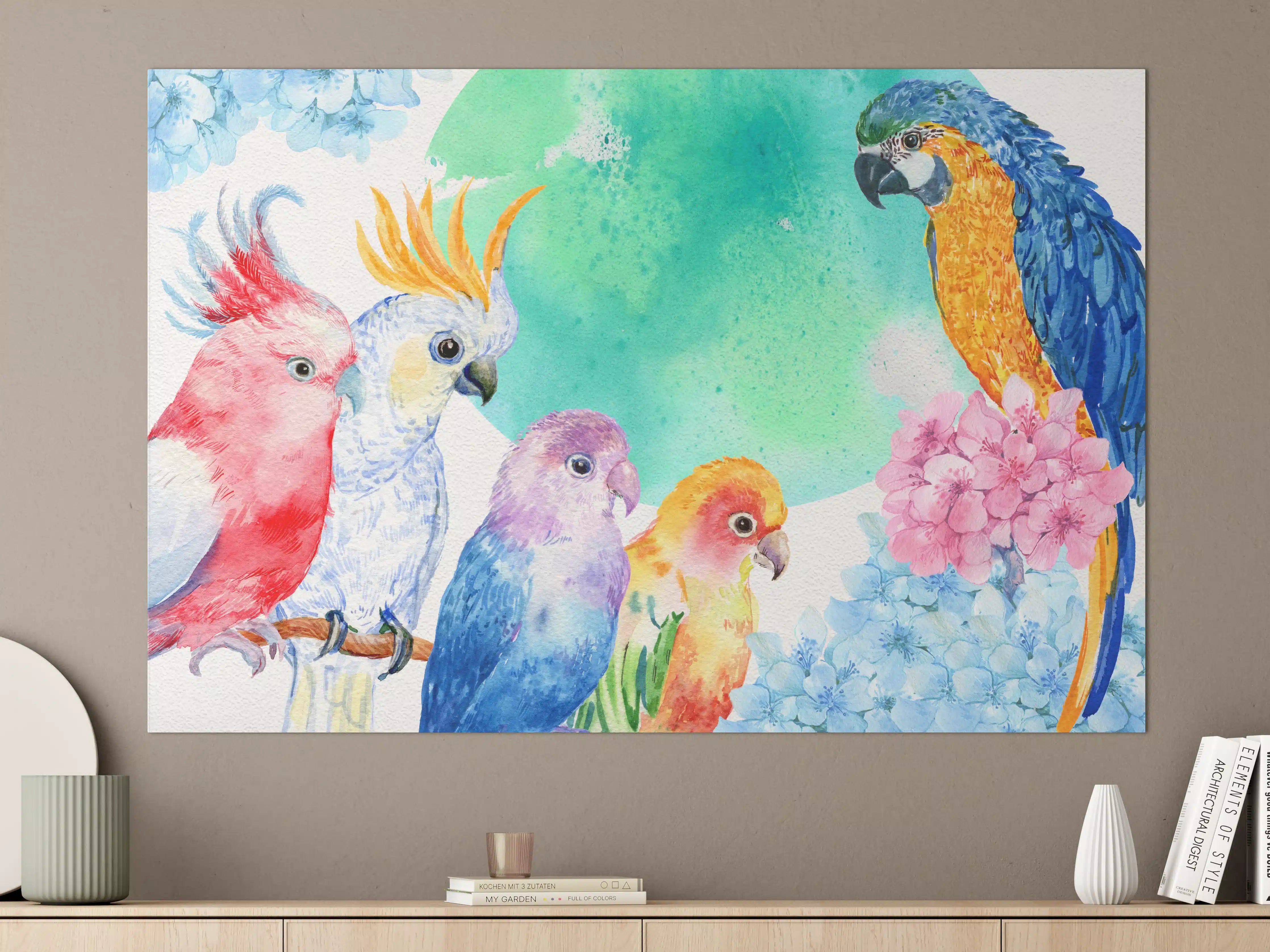 Große Wandbilder - Papagei Aquarell - exotisch