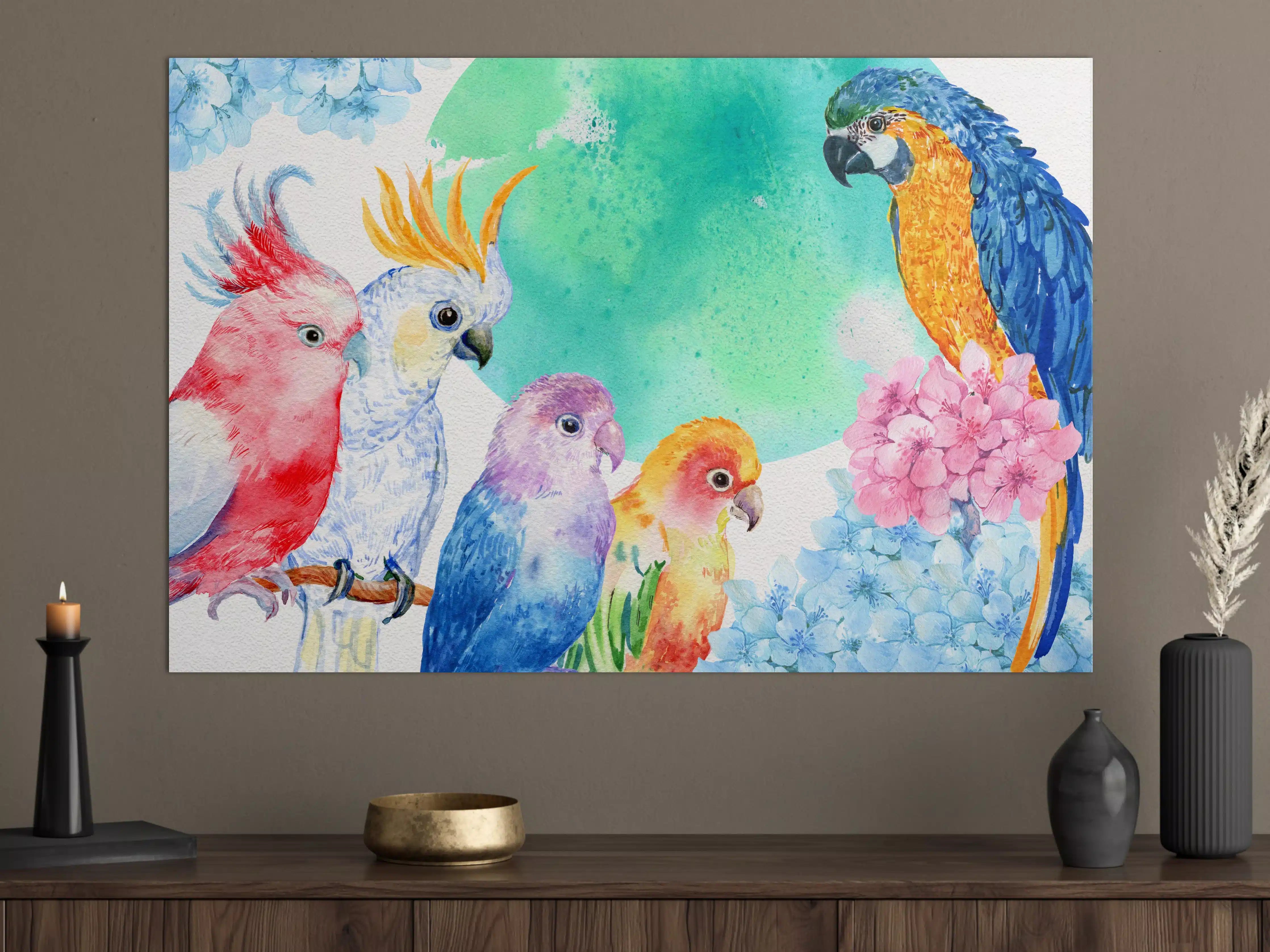 Große Wandbilder - Papagei Aquarell - exotisch
