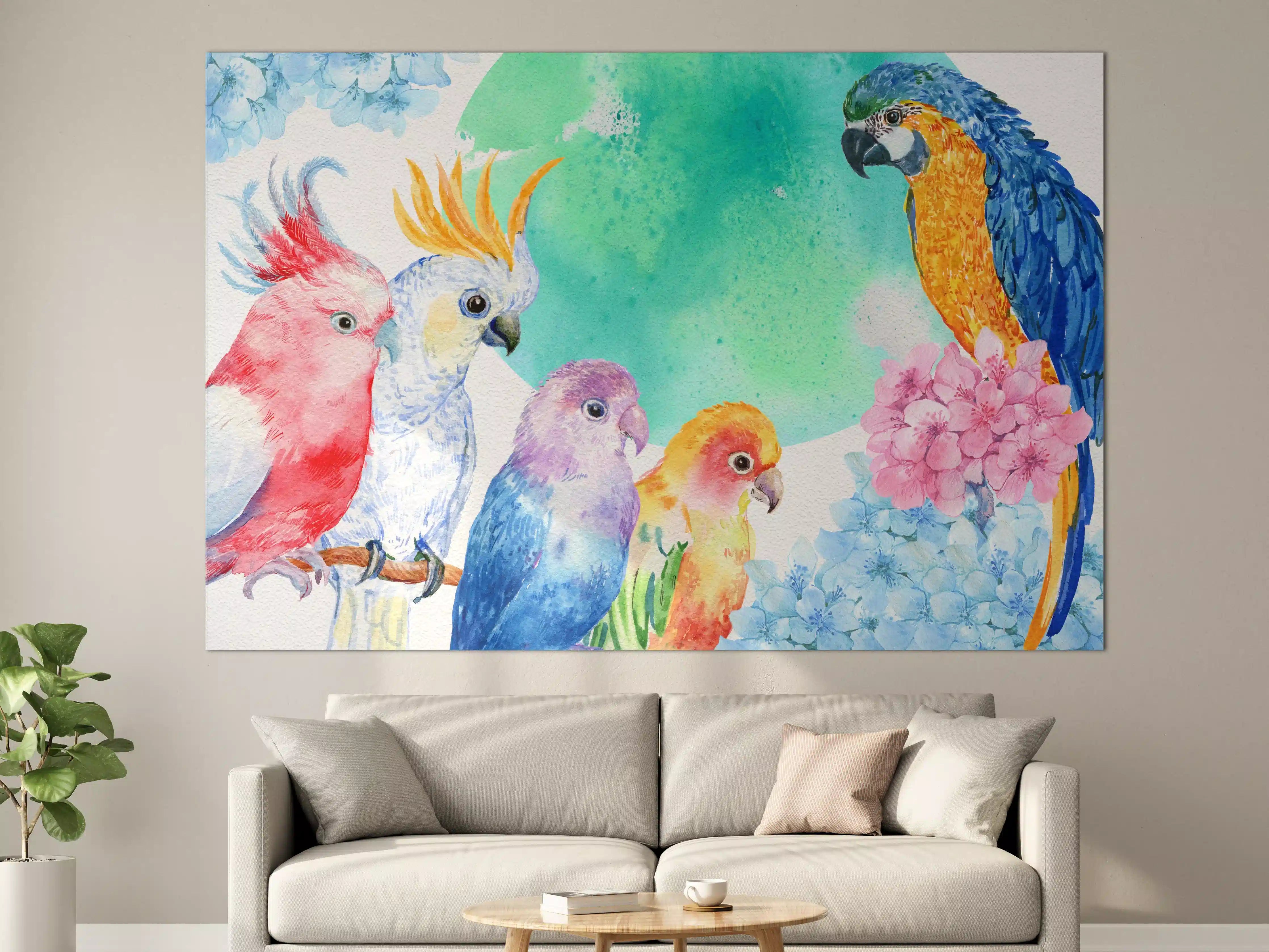 Große Wandbilder - Papagei Aquarell - exotisch