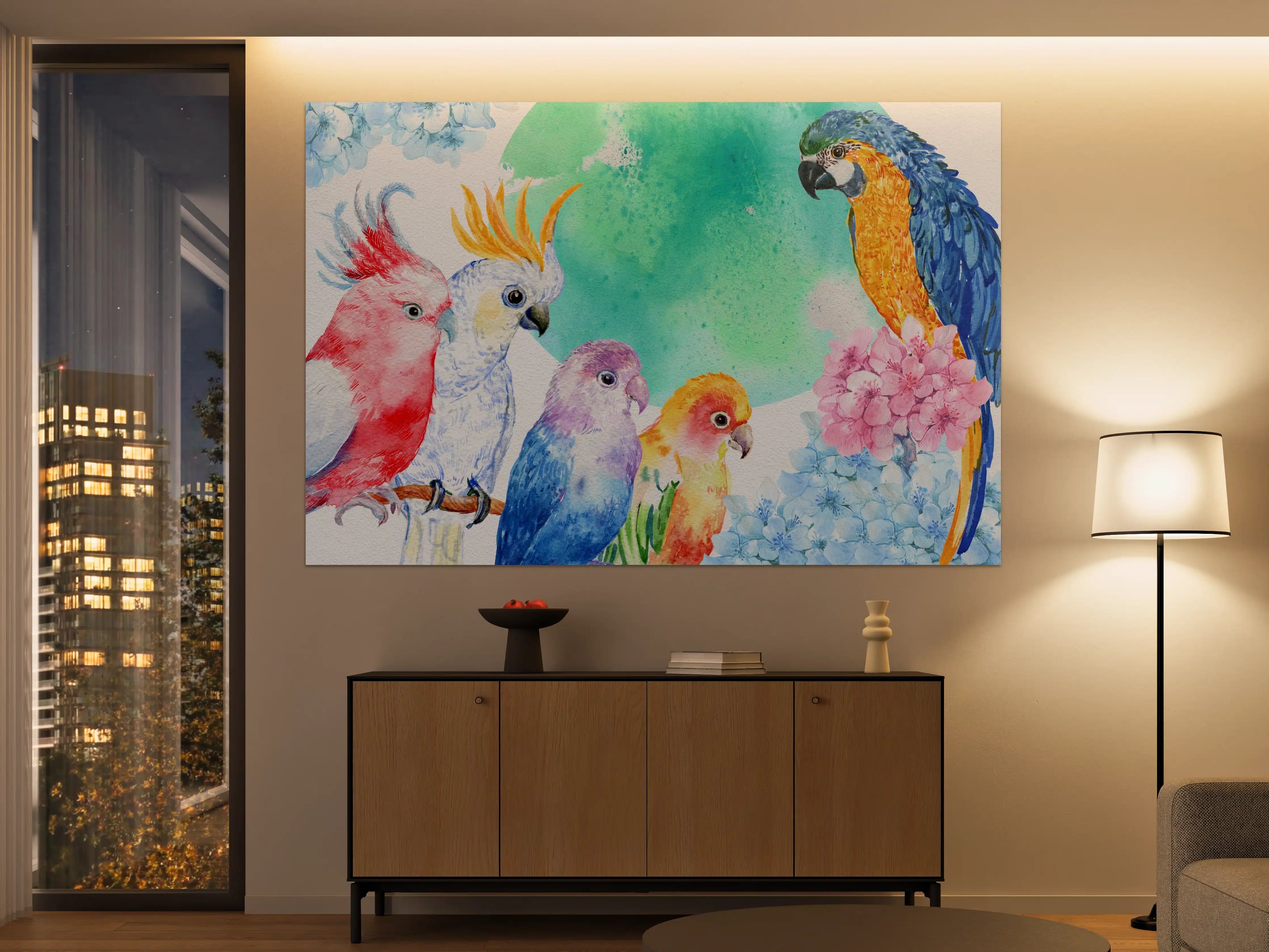 Große Wandbilder - Papagei Aquarell - exotisch