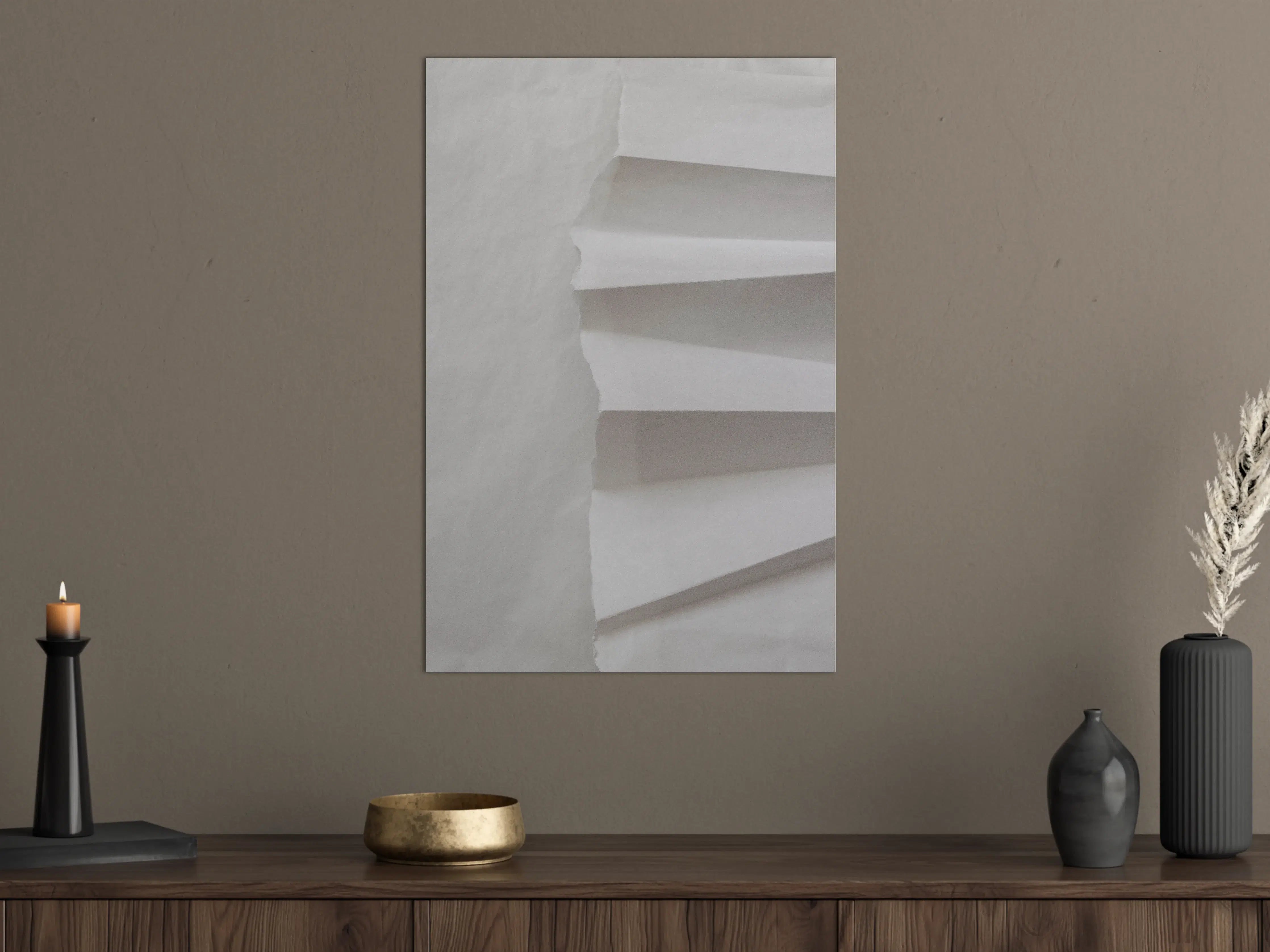 Große Wandbilder - Papier-Collage in Weiß und Grau
