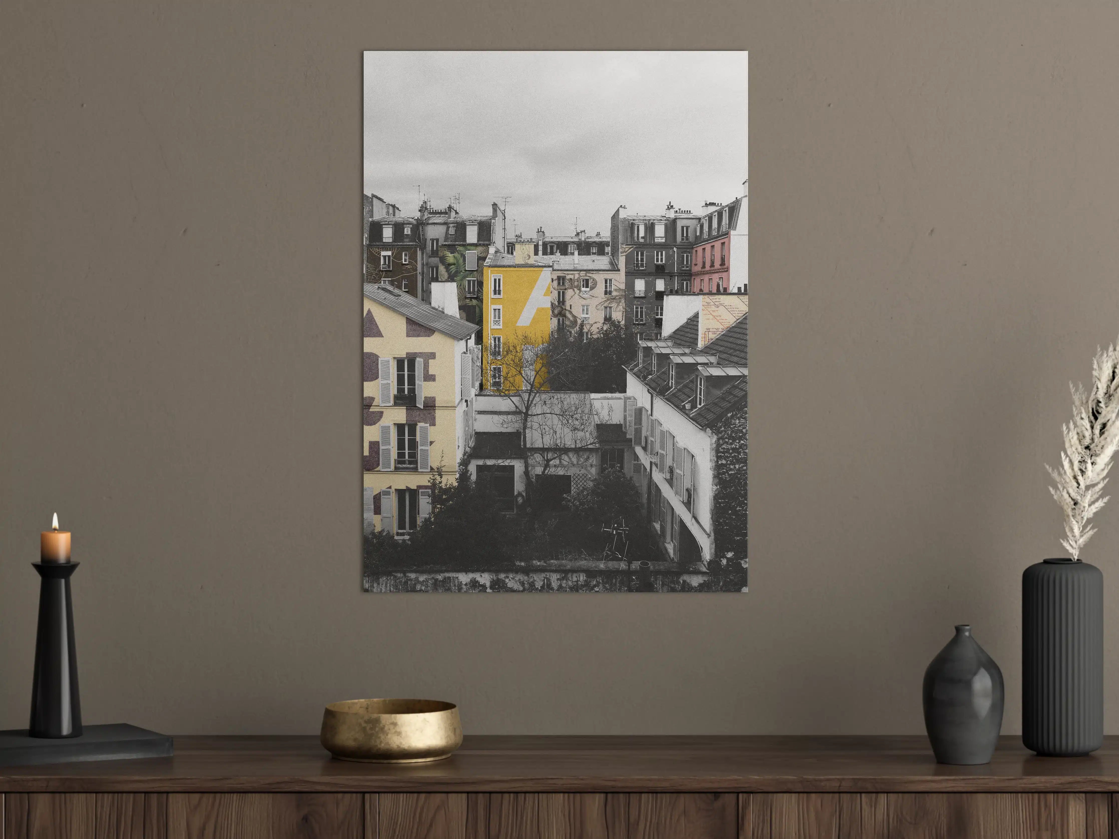 Große Wandbilder - Paris Grau-Gelb-Highlight