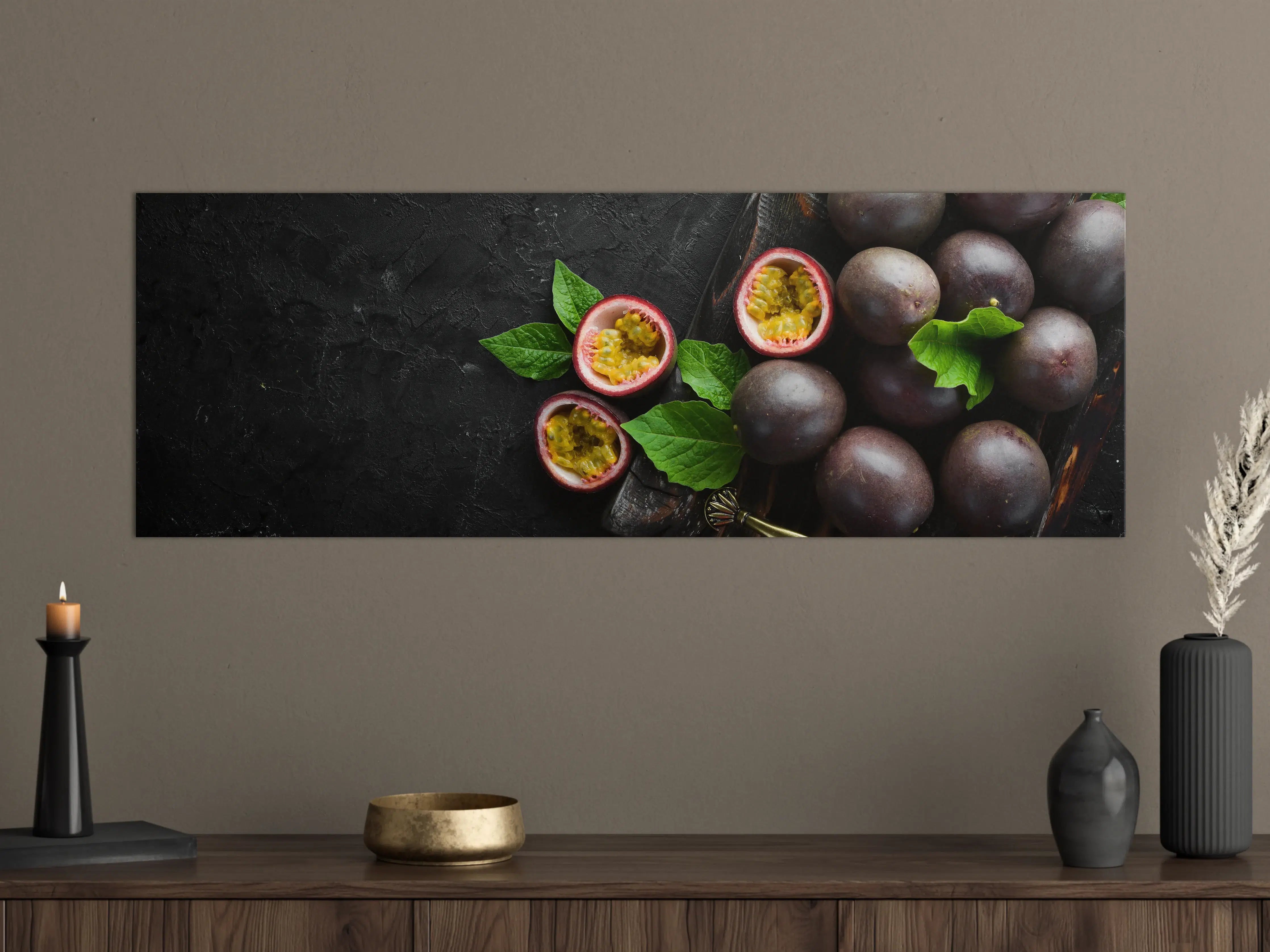 Große Wandbilder - Passionsfrüchte Lila-Gelb-Grün