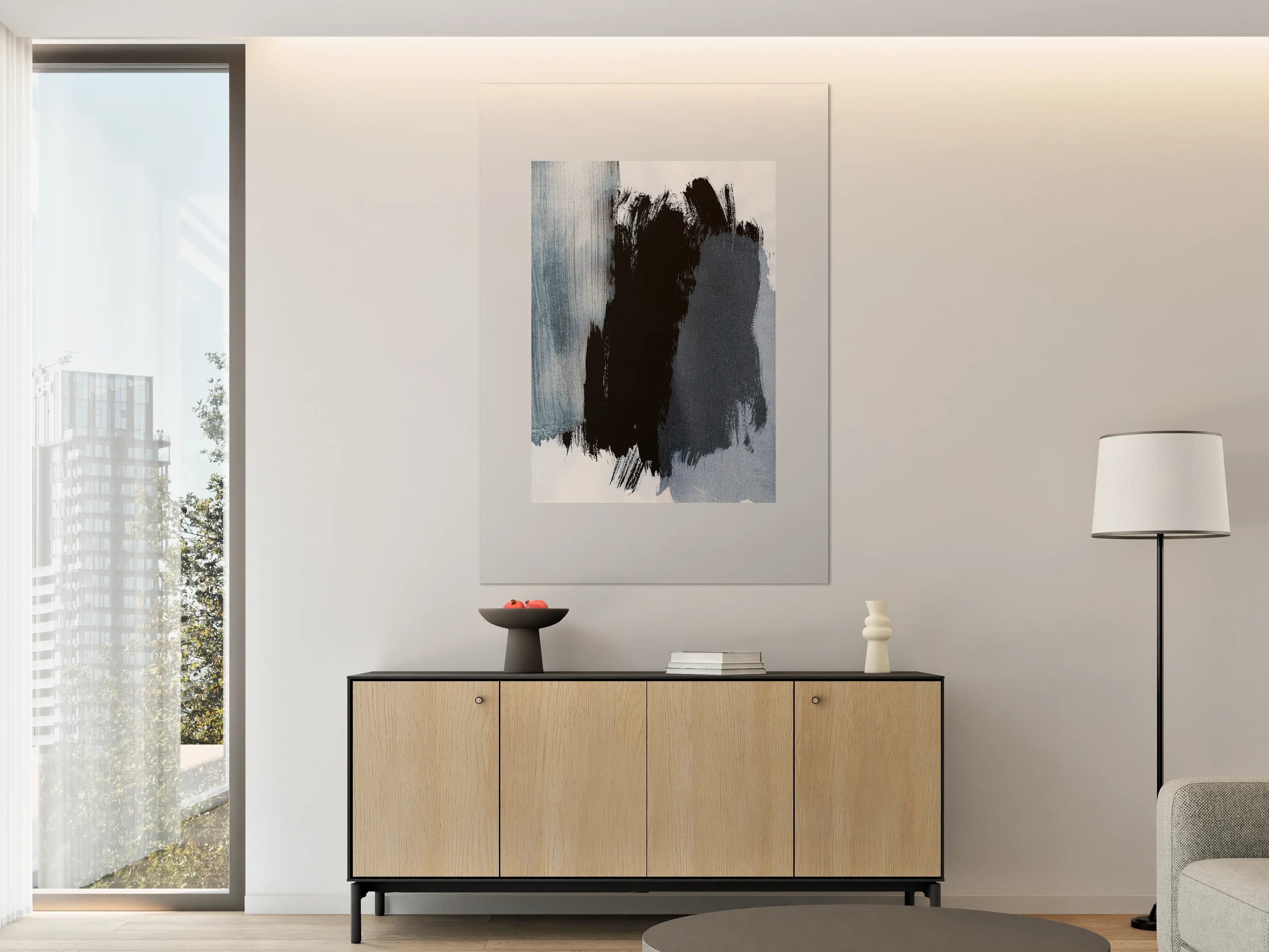 Große Wandbilder - Pastell-Blaugraue Abstraktion