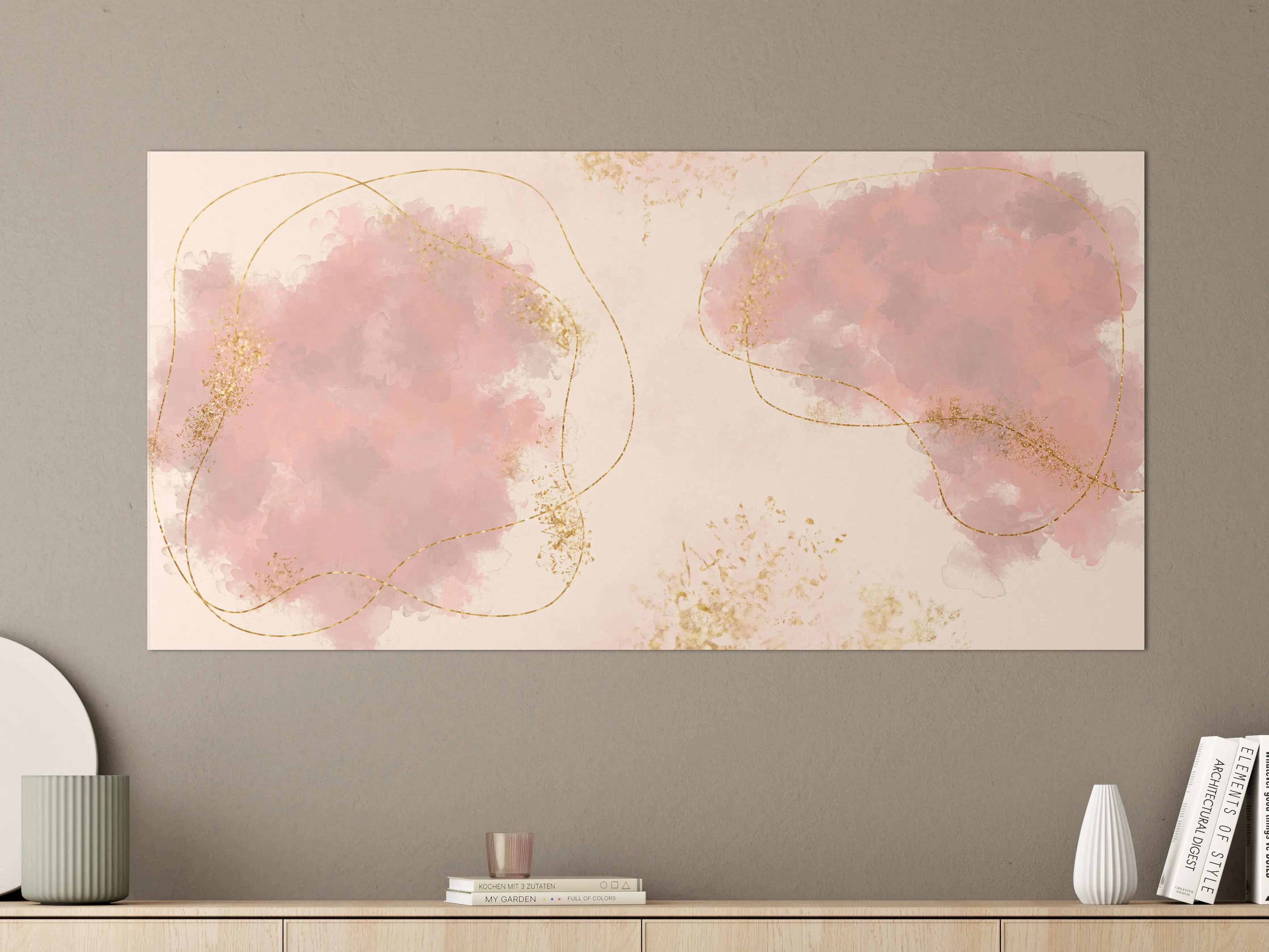 Große Wandbilder - Pastell Farben Zeichnung - Rosa
