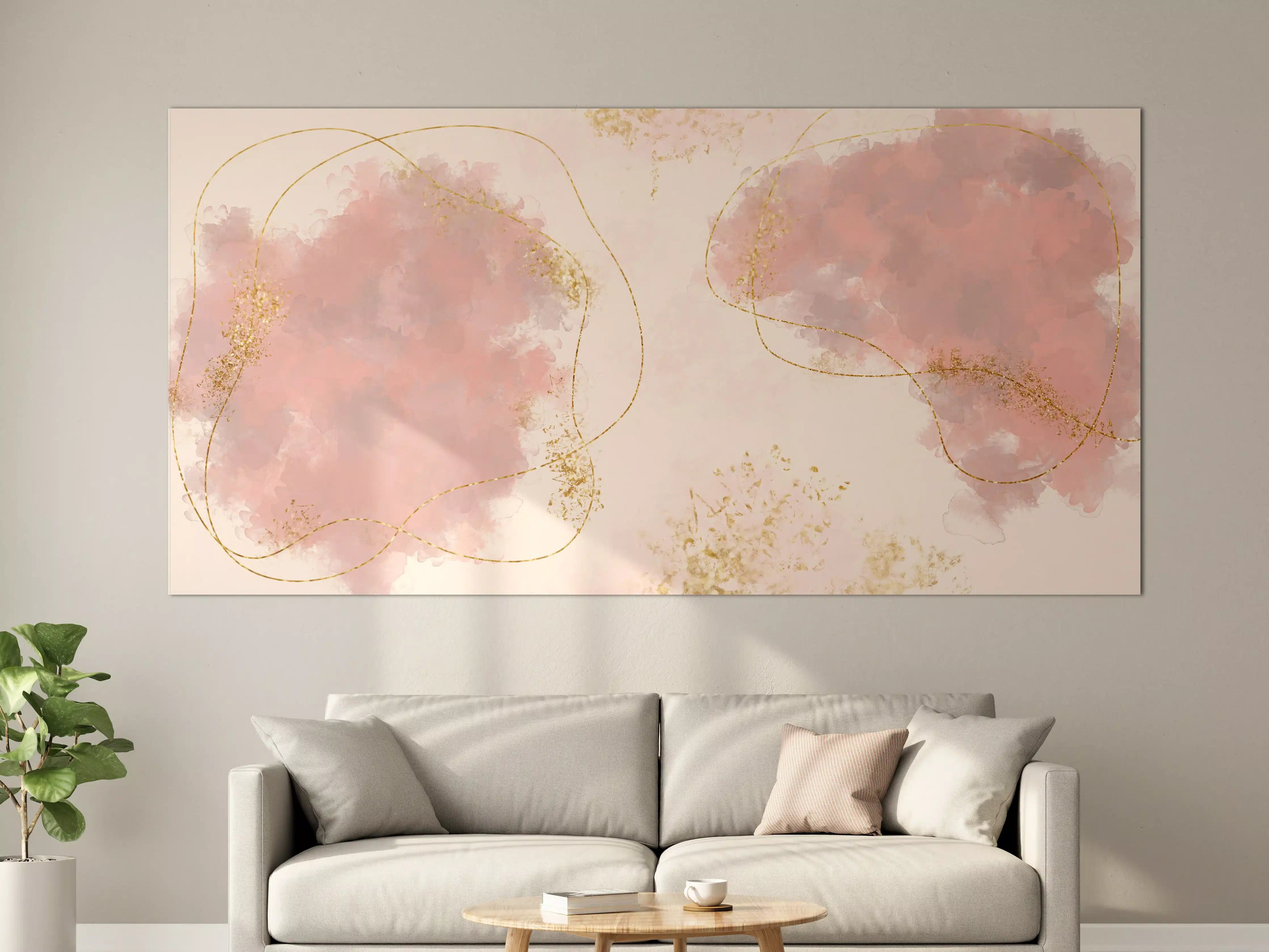 Große Wandbilder - Pastell Farben Zeichnung - Rosa