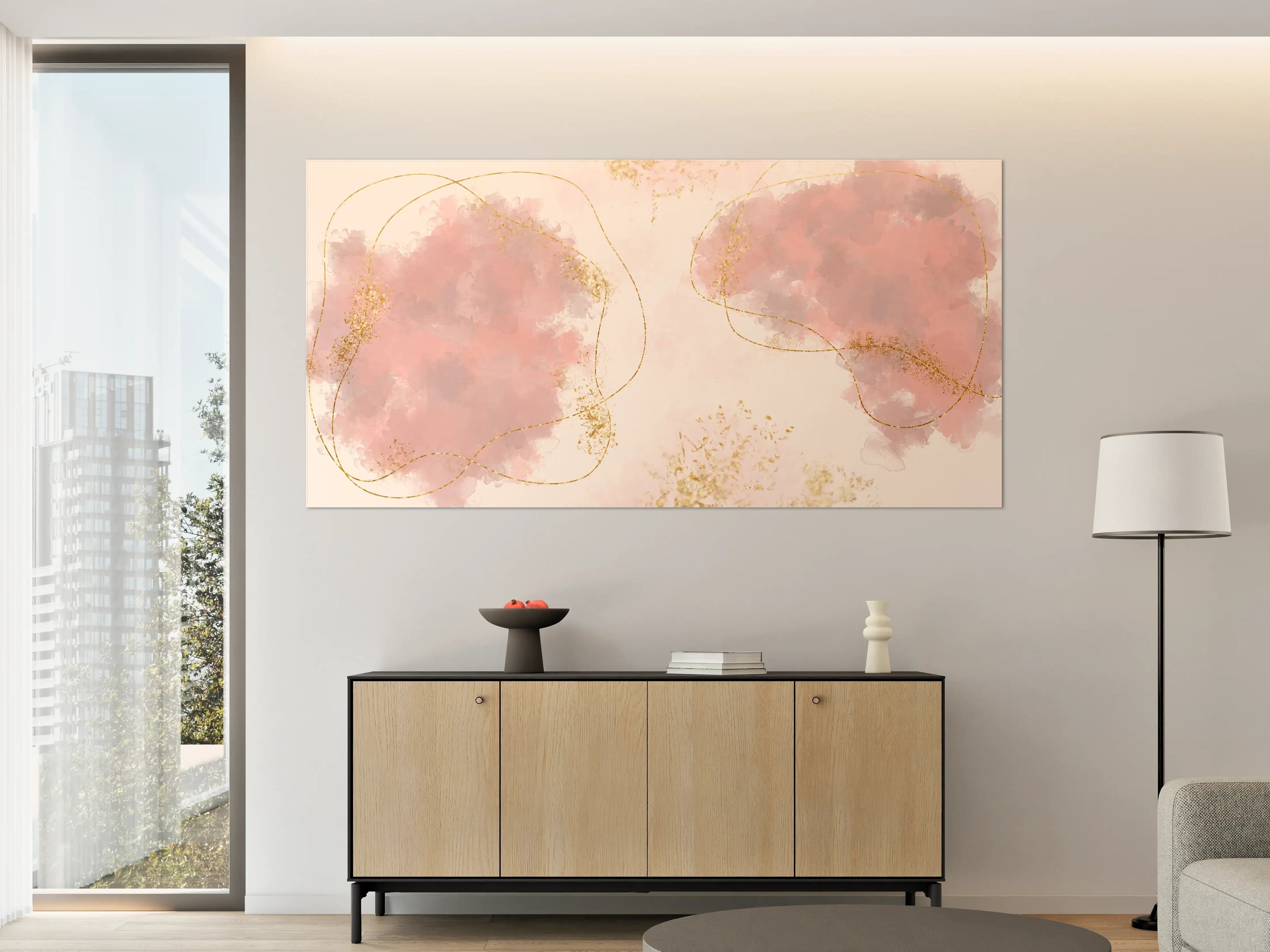 Große Wandbilder - Pastell Farben Zeichnung - Rosa