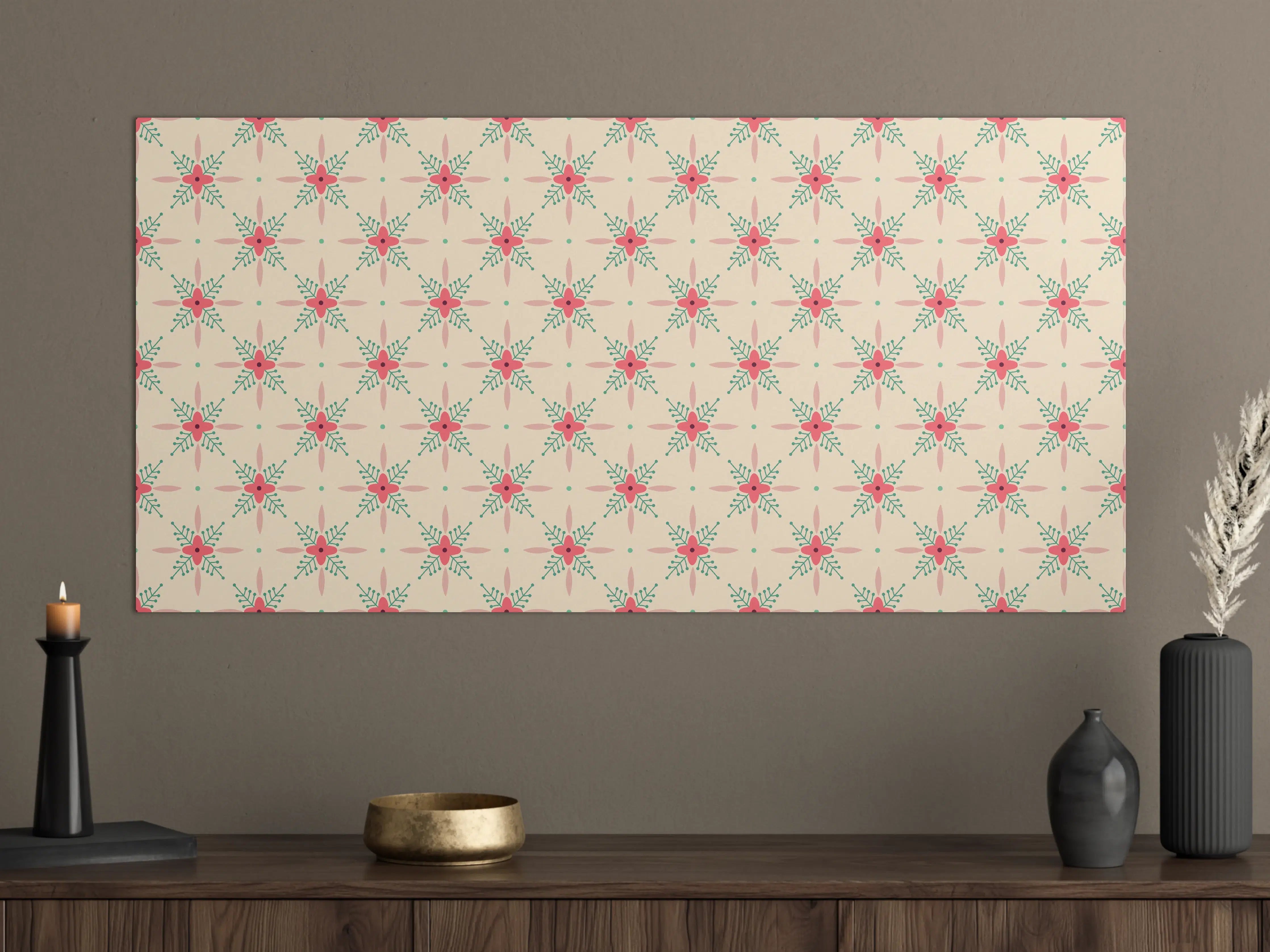 Große Wandbilder - Pastellblumenmuster mit Blättern
