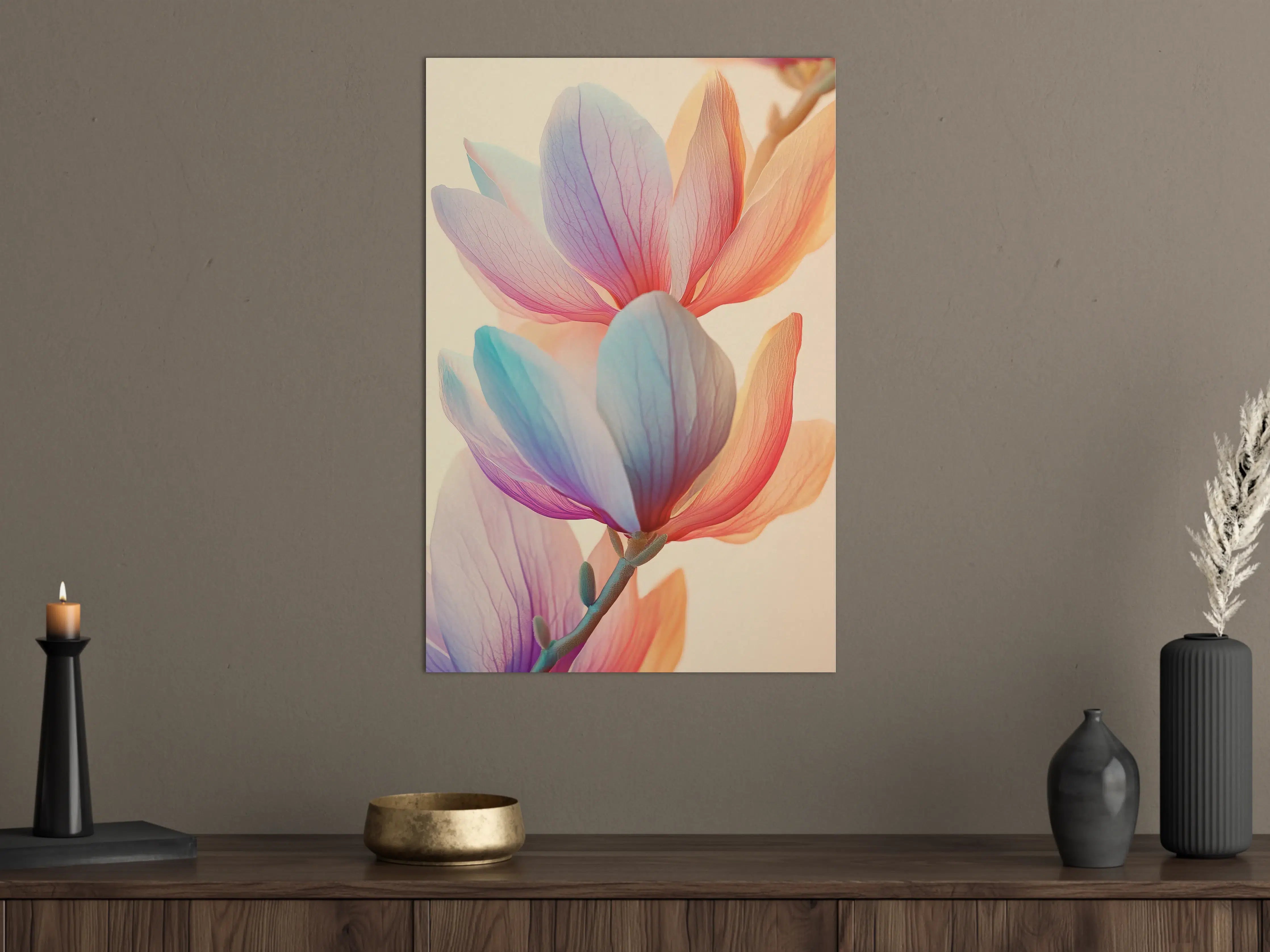 Große Wandbilder - Pastellfarbene Blumen in zartem Licht
