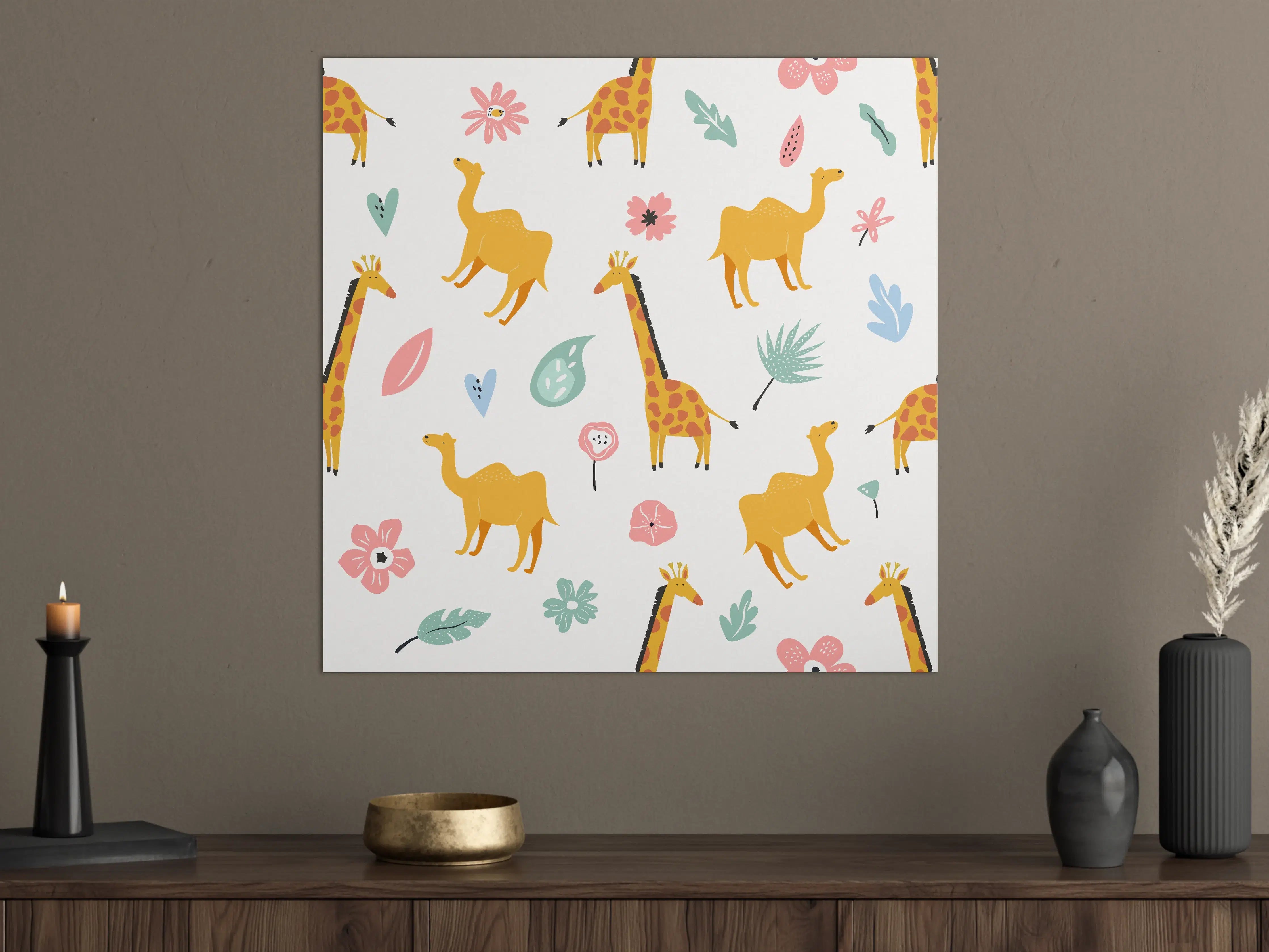 Große Wandbilder - Pastellfarbene Giraffen Muster