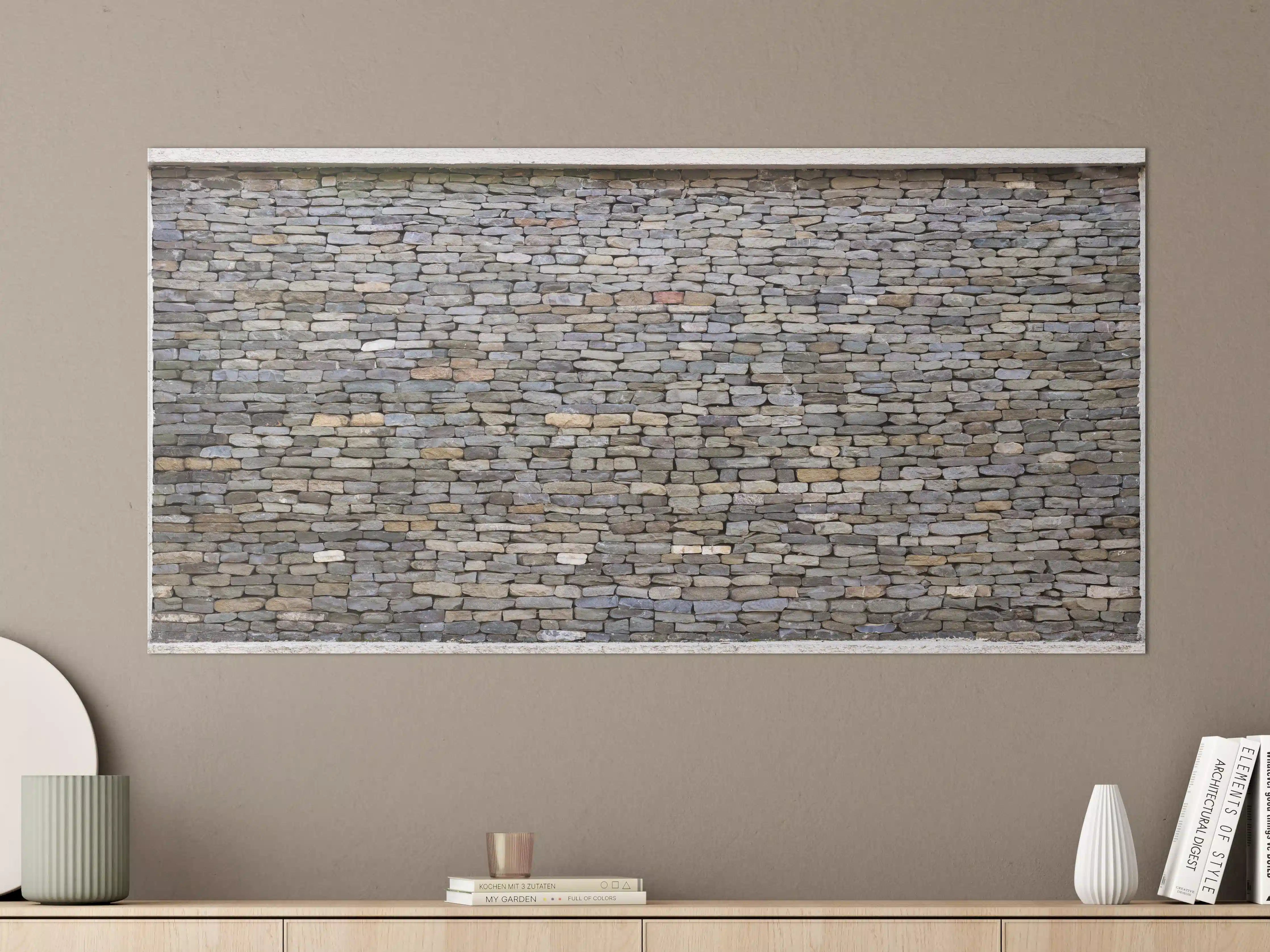 Große Wandbilder - Pastellfarbene Steinmauer