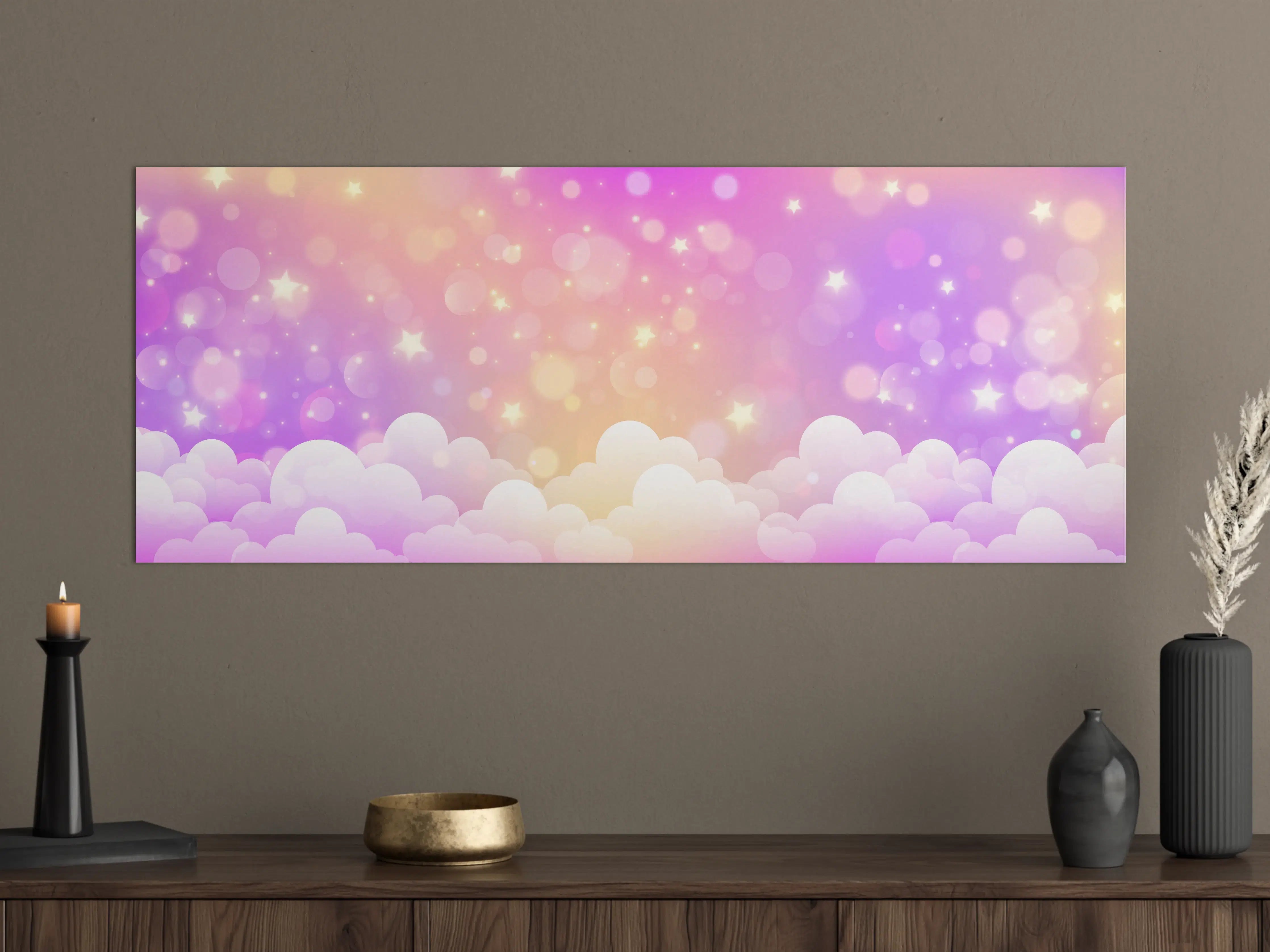 Große Wandbilder - Pastellfarbene Wolken und Sternenhimmel