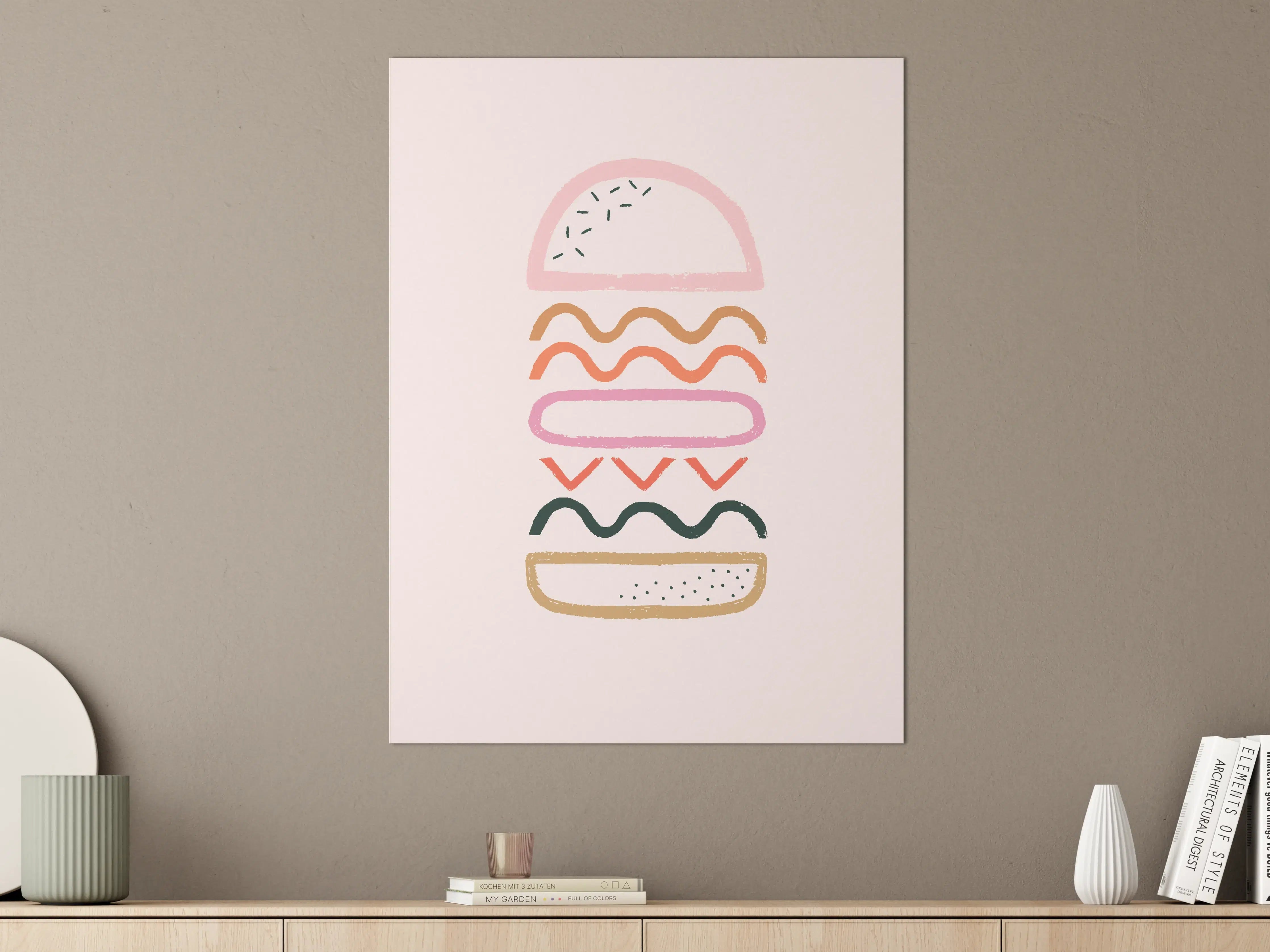 Große Wandbilder - Pastellfarbener Abstrakter Hamburger