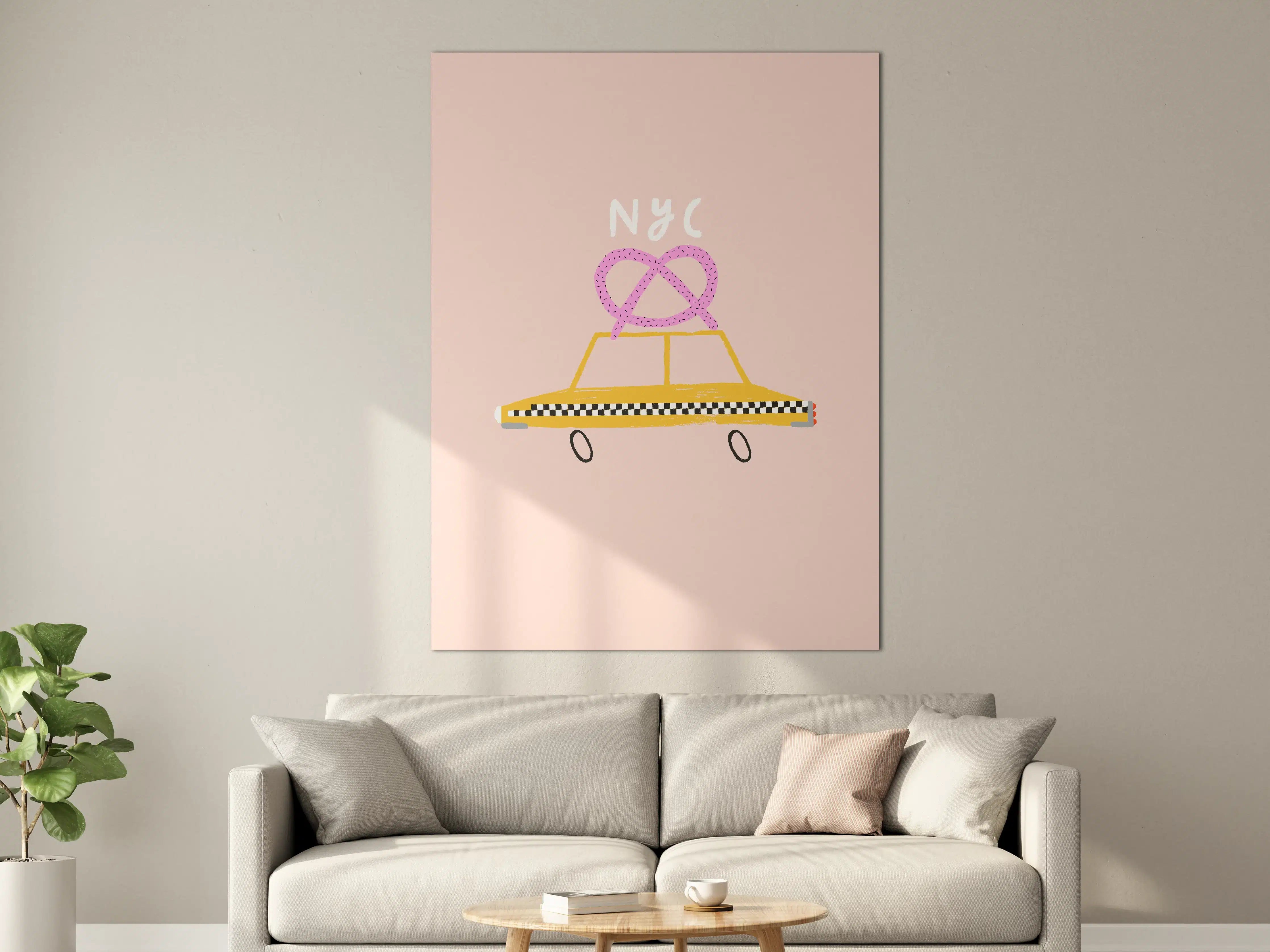 Große Wandbilder - Pastellfarbenes NYC Taxi-Design
