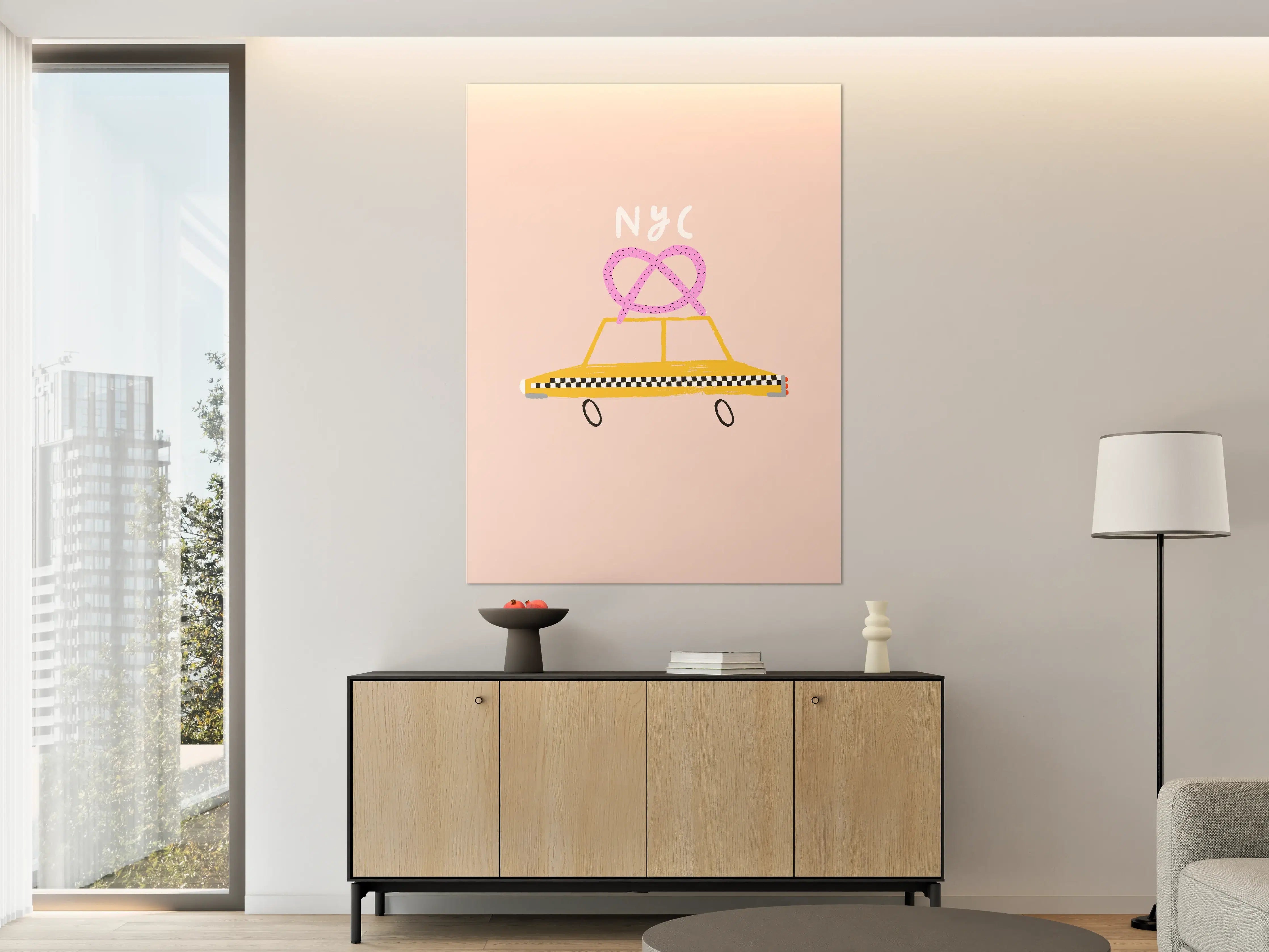 Große Wandbilder - Pastellfarbenes NYC Taxi-Design