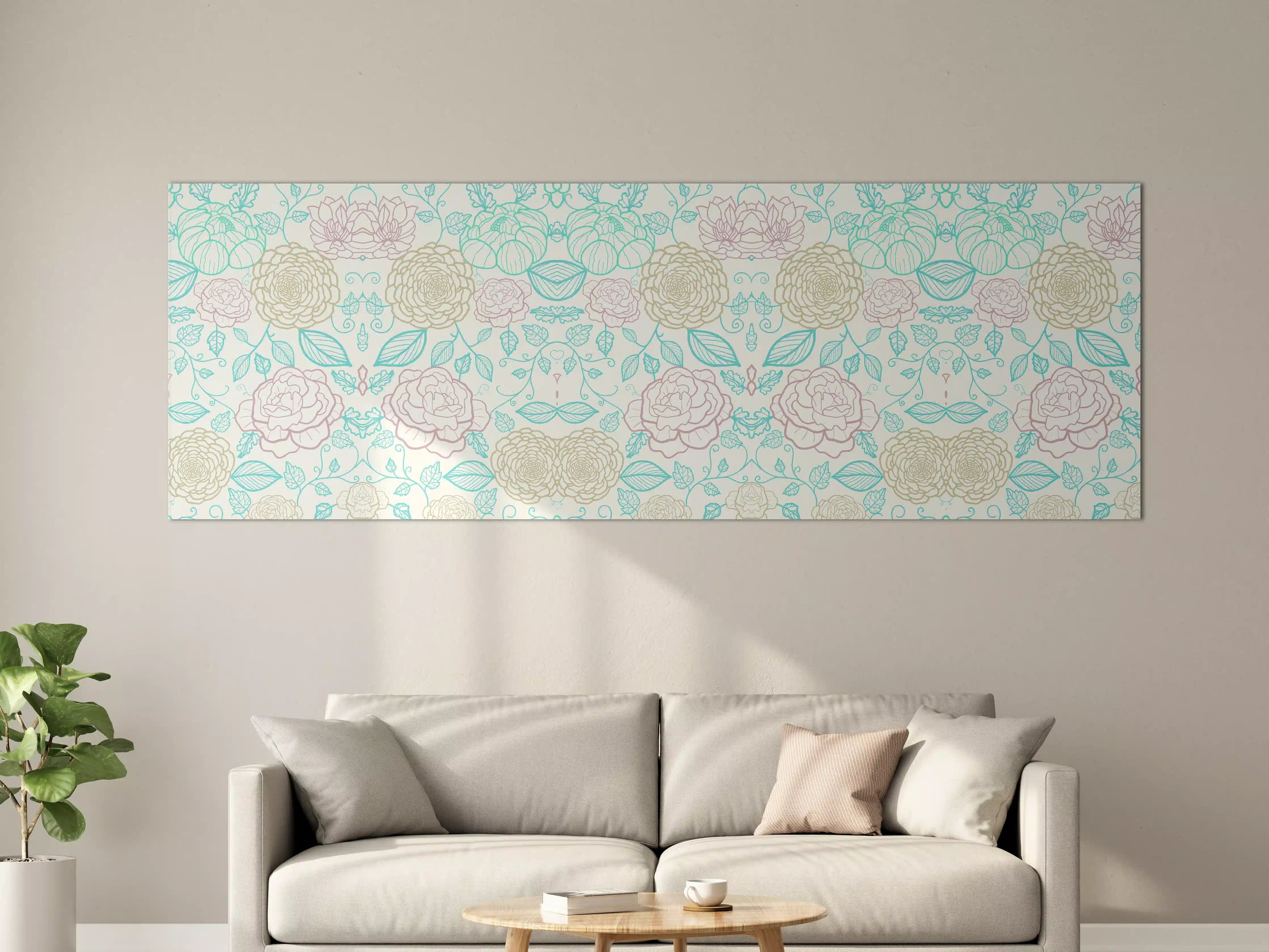 Große Wandbilder - Pastellfarbige Blumenmuster Wandbild
