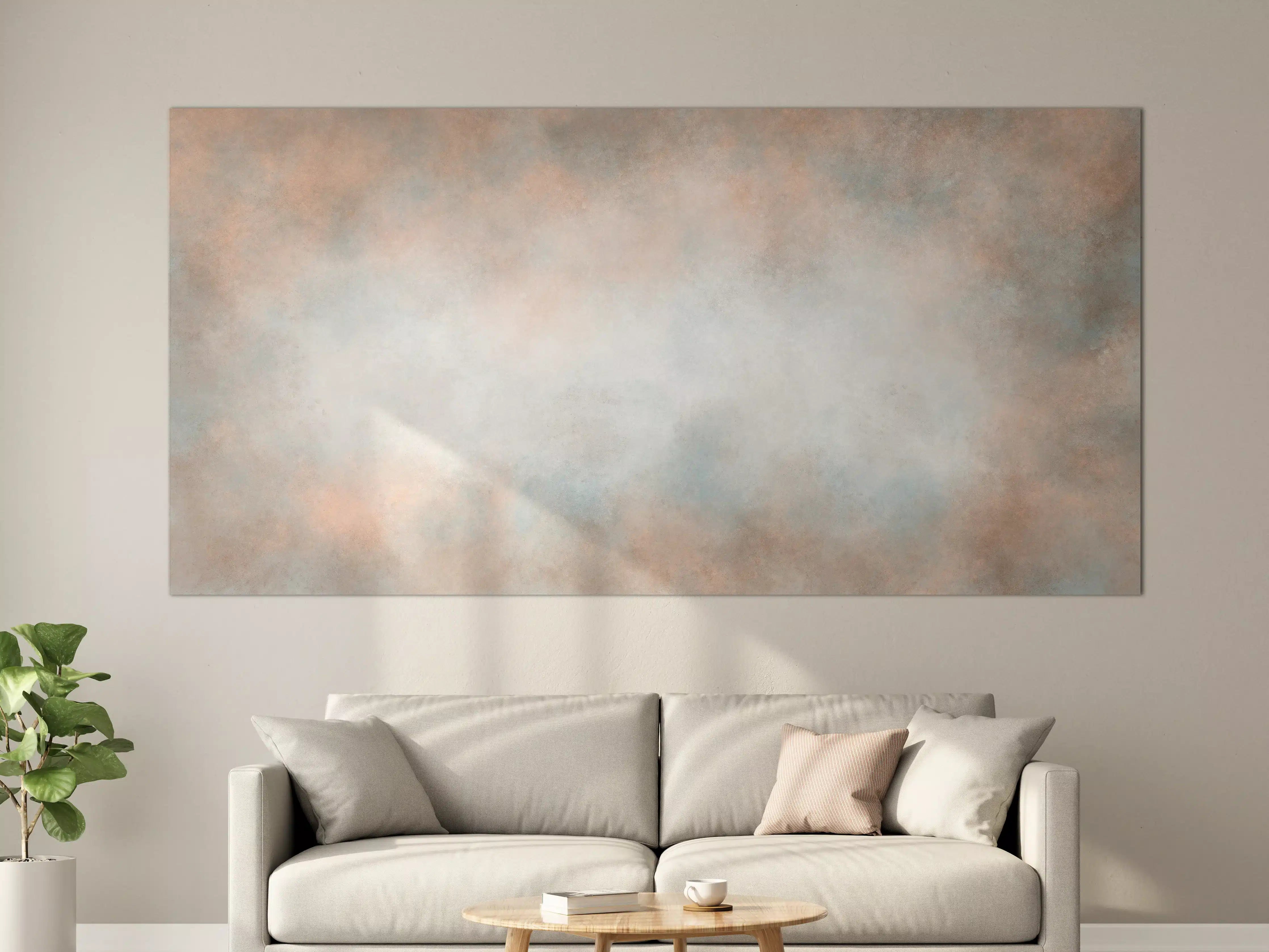 Große Wandbilder - Pastellfarbiges beige-blaues Design 