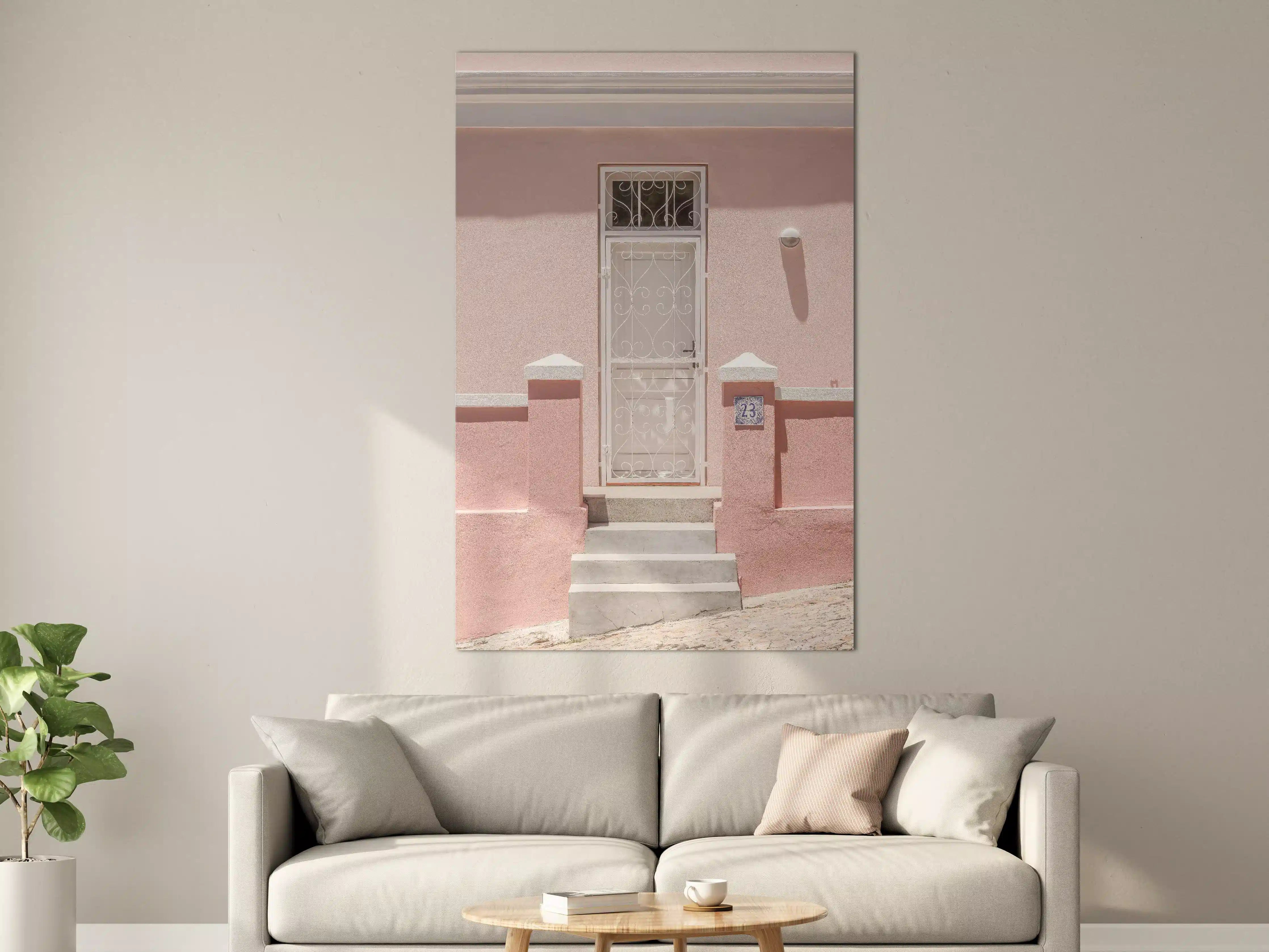 Große Wandbilder - Pastellrosa Eingangstür