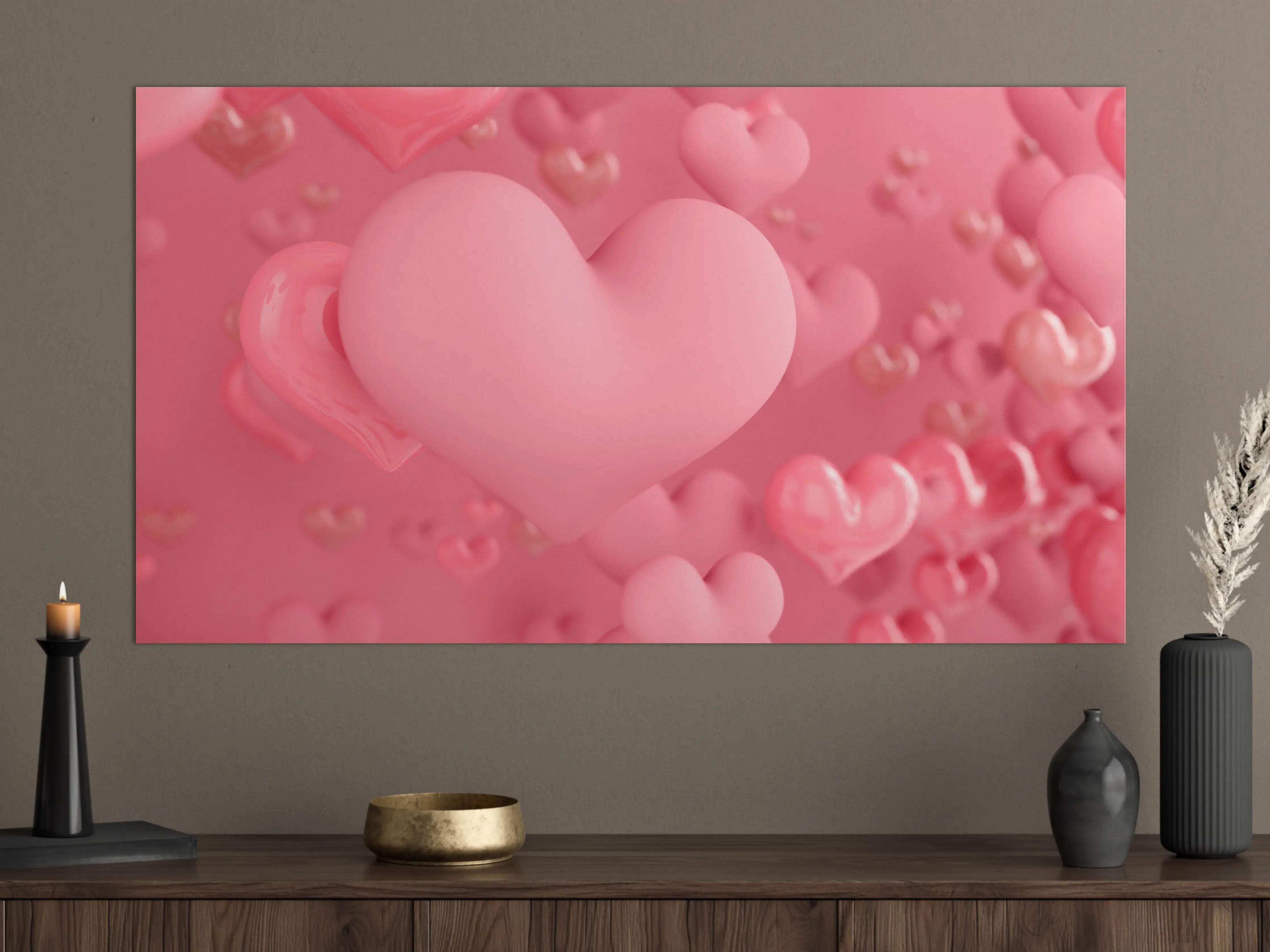 Große Wandbilder - Pastellrosa Herzen - Valentinstag 