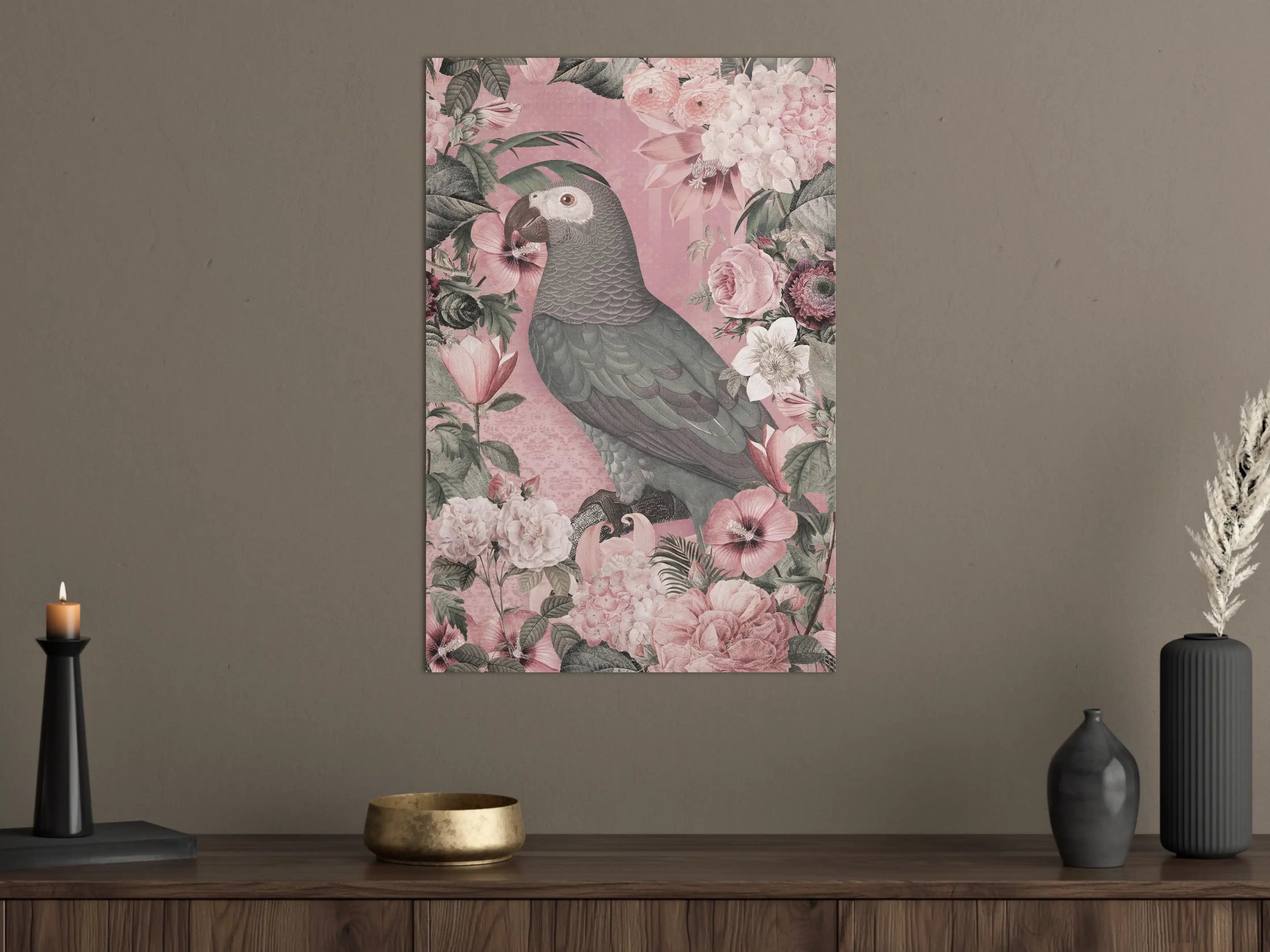 Große Wandbilder - Pastellrosa Papagei Flora