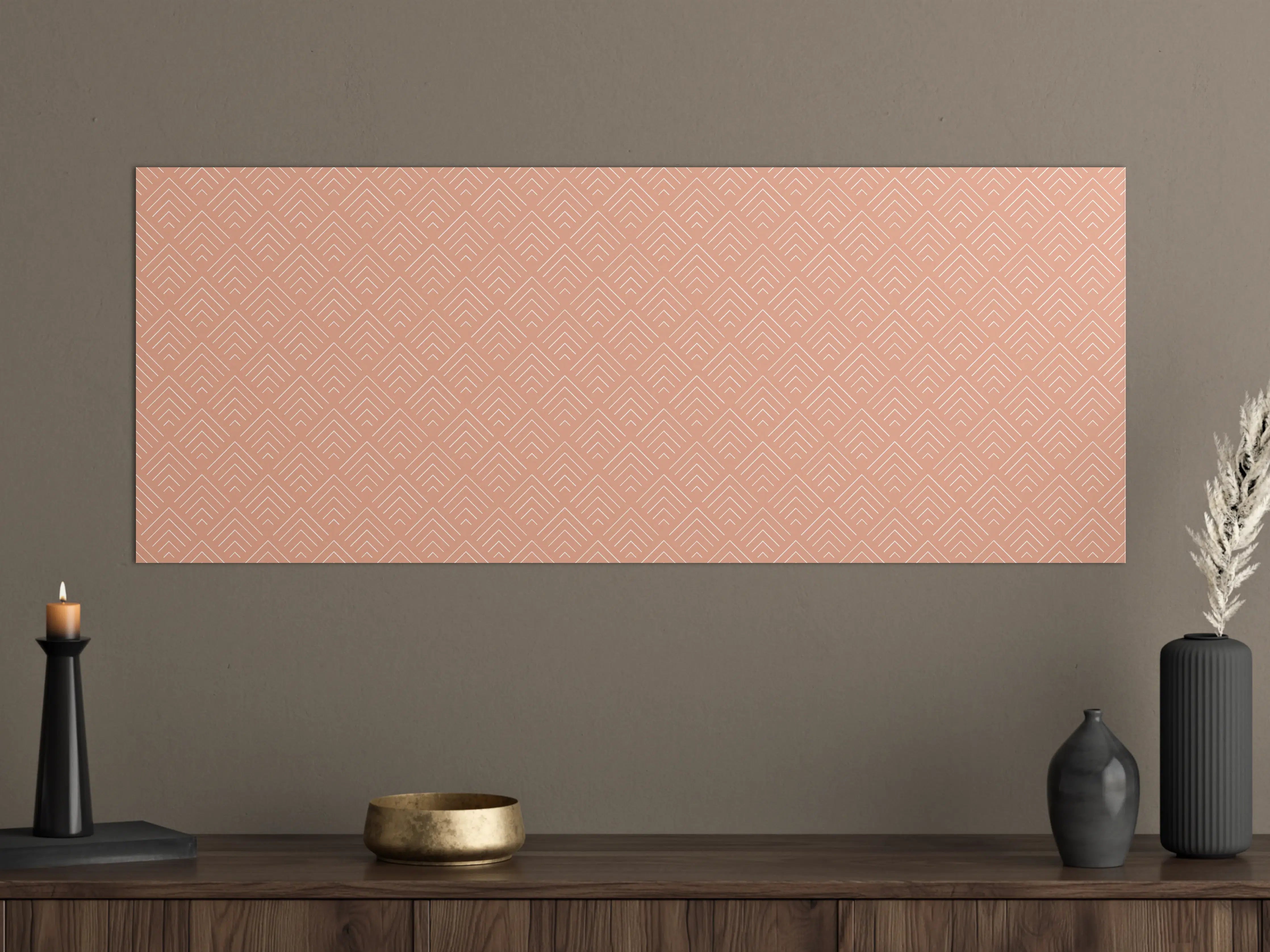 Große Wandbilder - Peachfarbene geometrische Musterwanddekoration