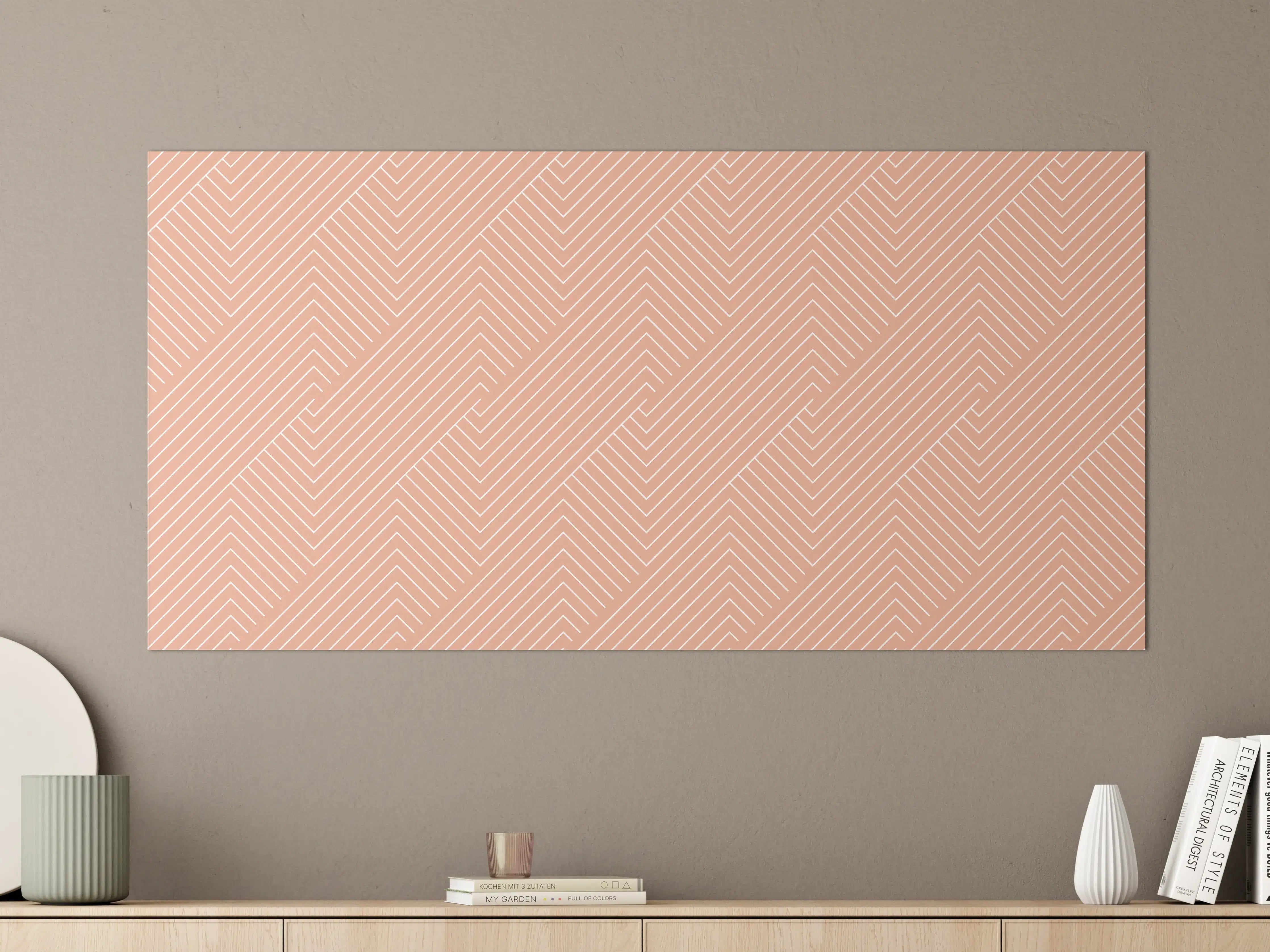 Große Wandbilder - Peachy Geometrisches Muster mit Linien