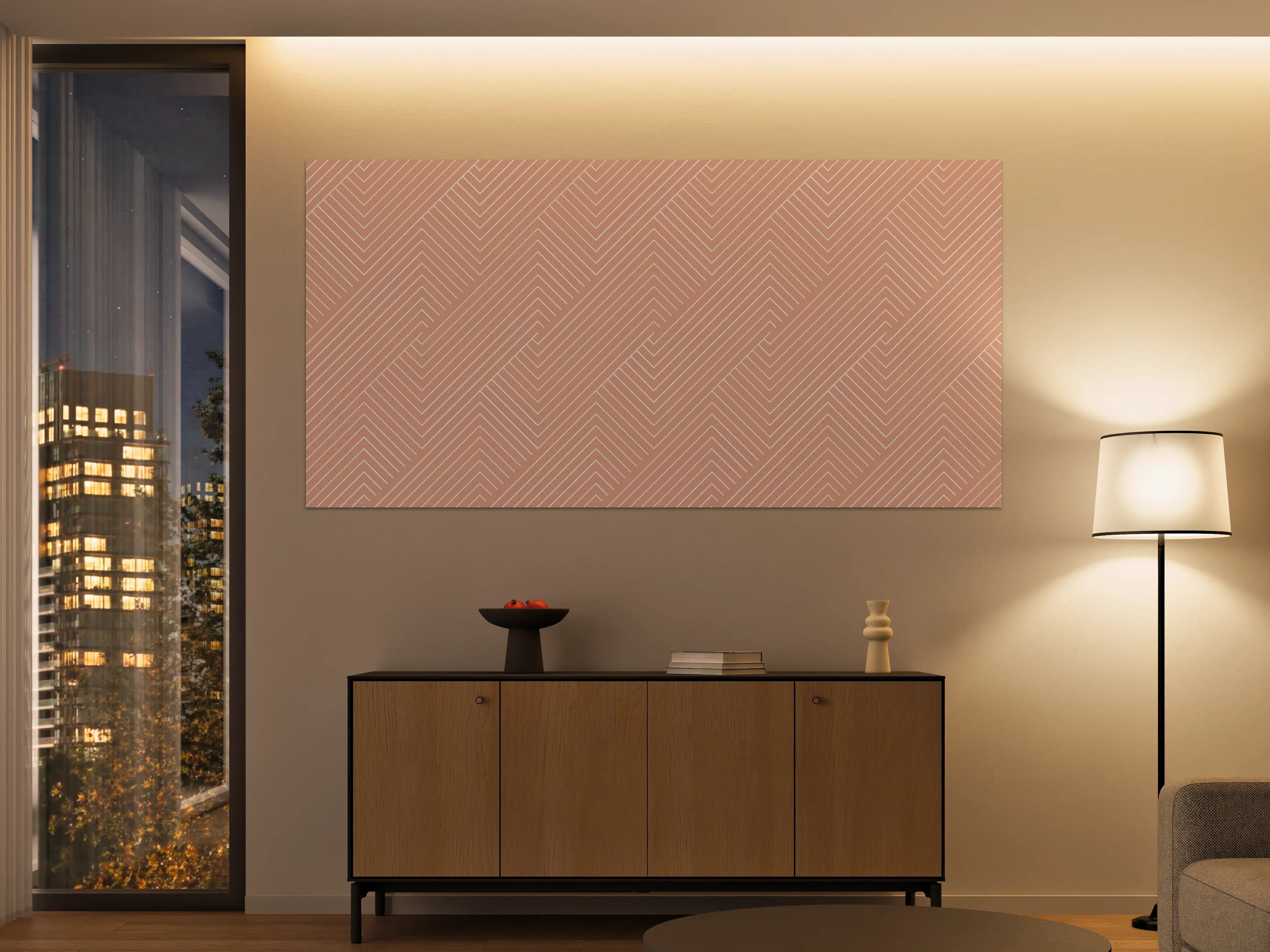 Große Wandbilder - Peachy Geometrisches Muster mit Linien